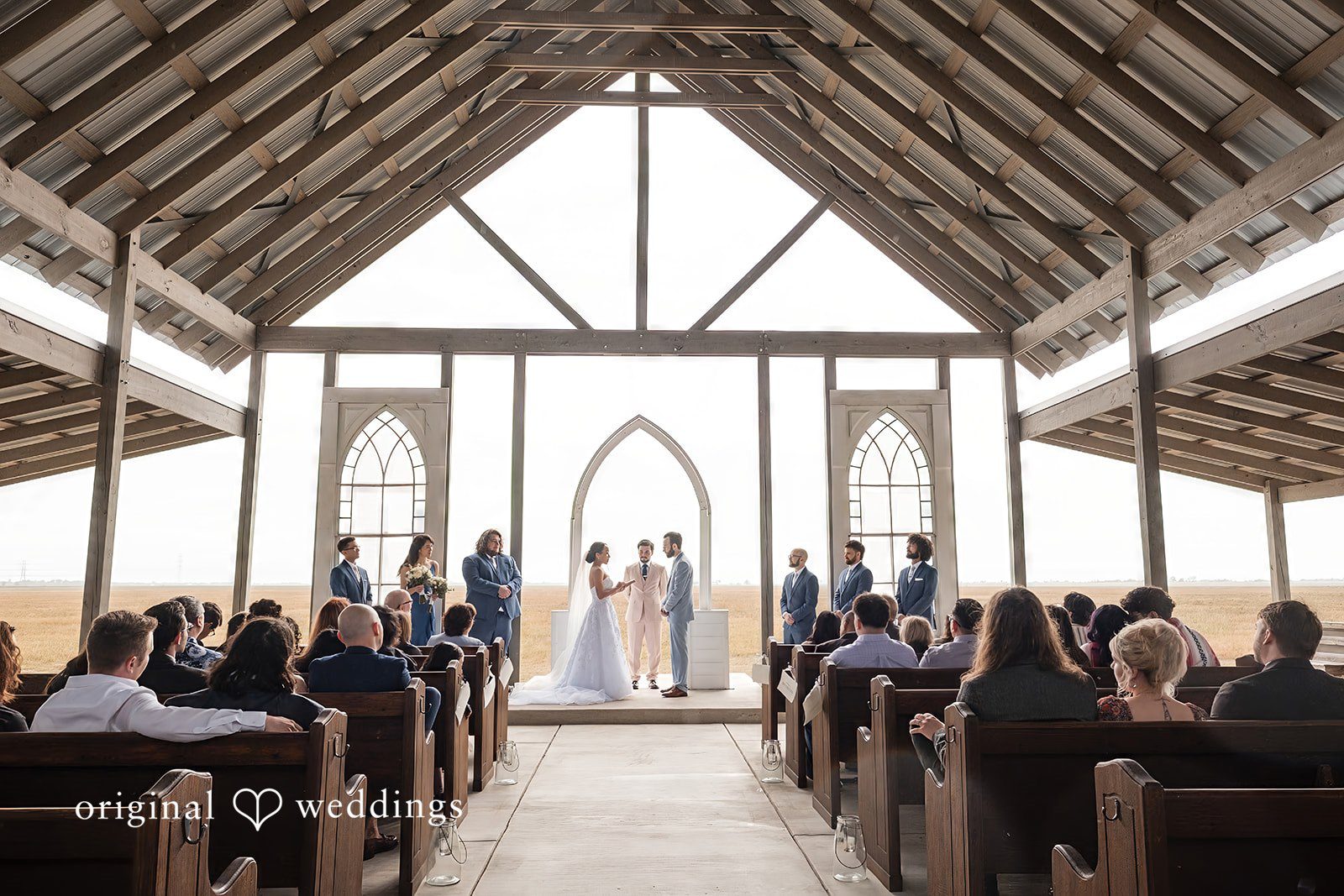 Dana + Daniel Wide view of the full ceremony space and atmosphere