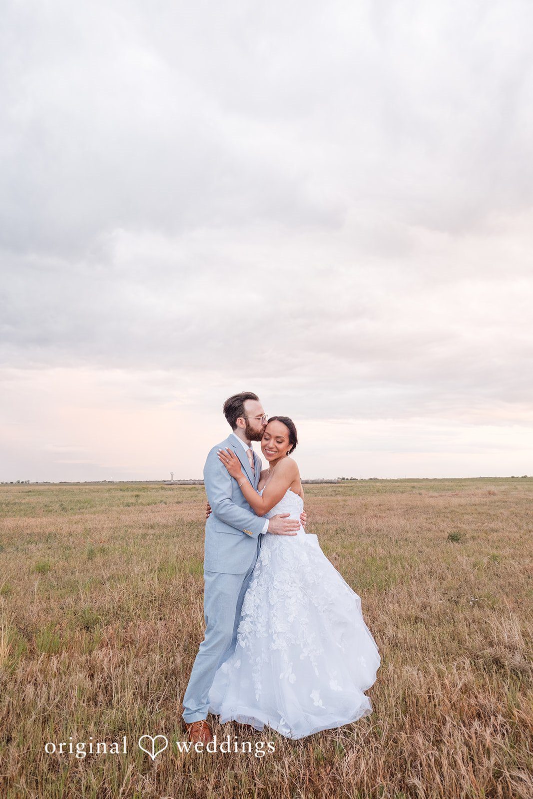 Dana + Daniel Romantic sunset portrait of bride and groom in the fields