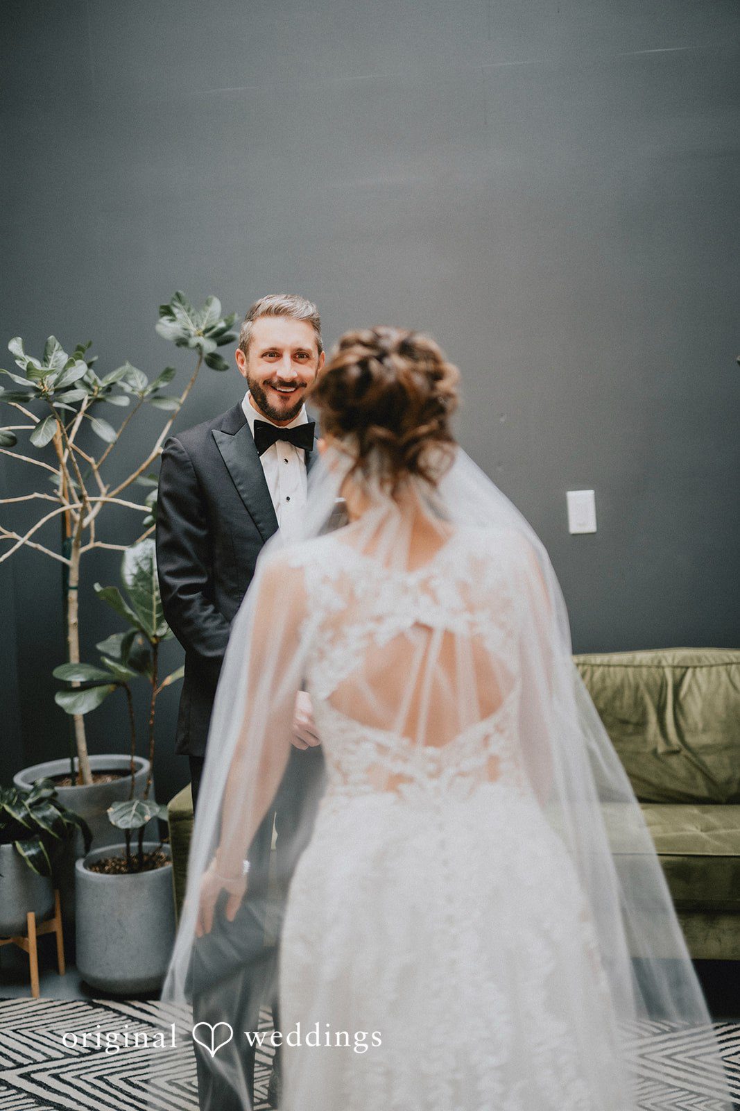 The groom in awe of his bride