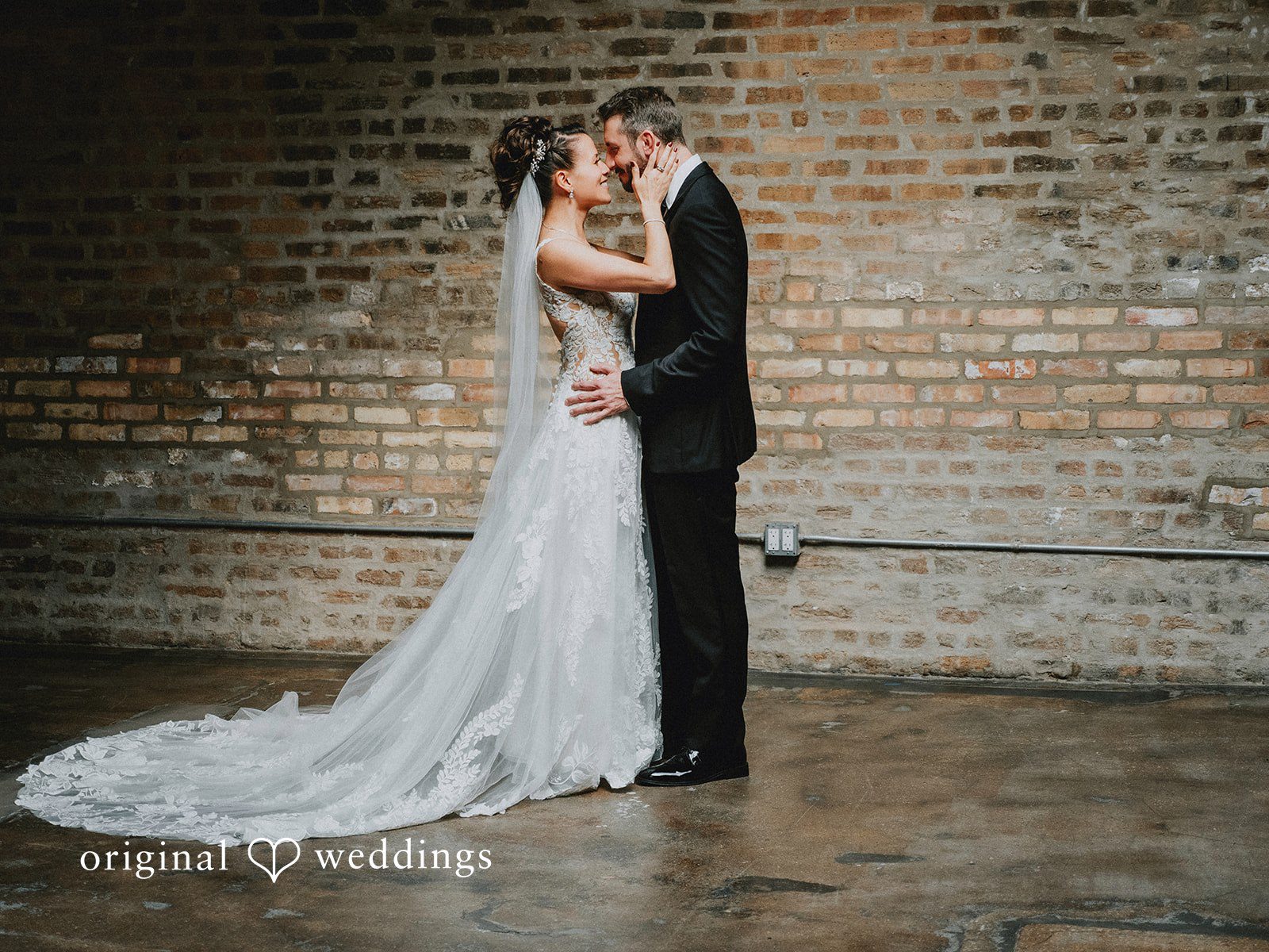 Our Chicago wedding photographers at Original Weddings captured a romantic portrait of the couple at The Arbory