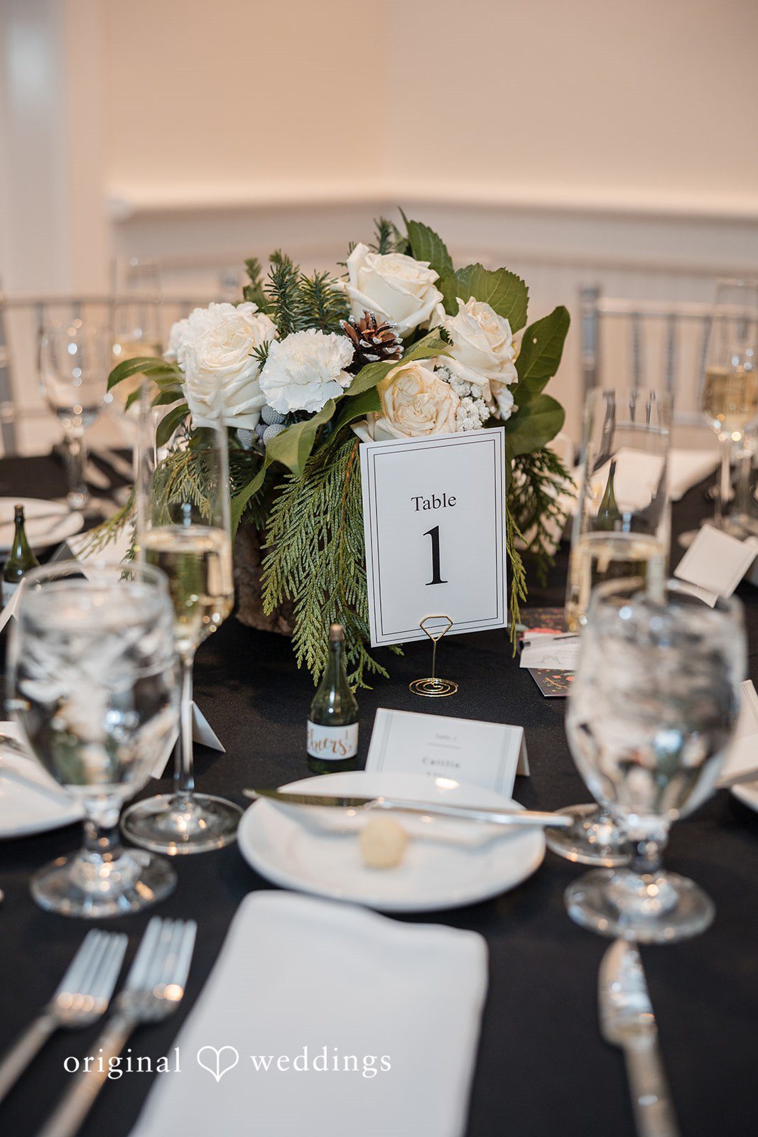 Beautiful shot of wedding table at The Cape Club of Falmouth