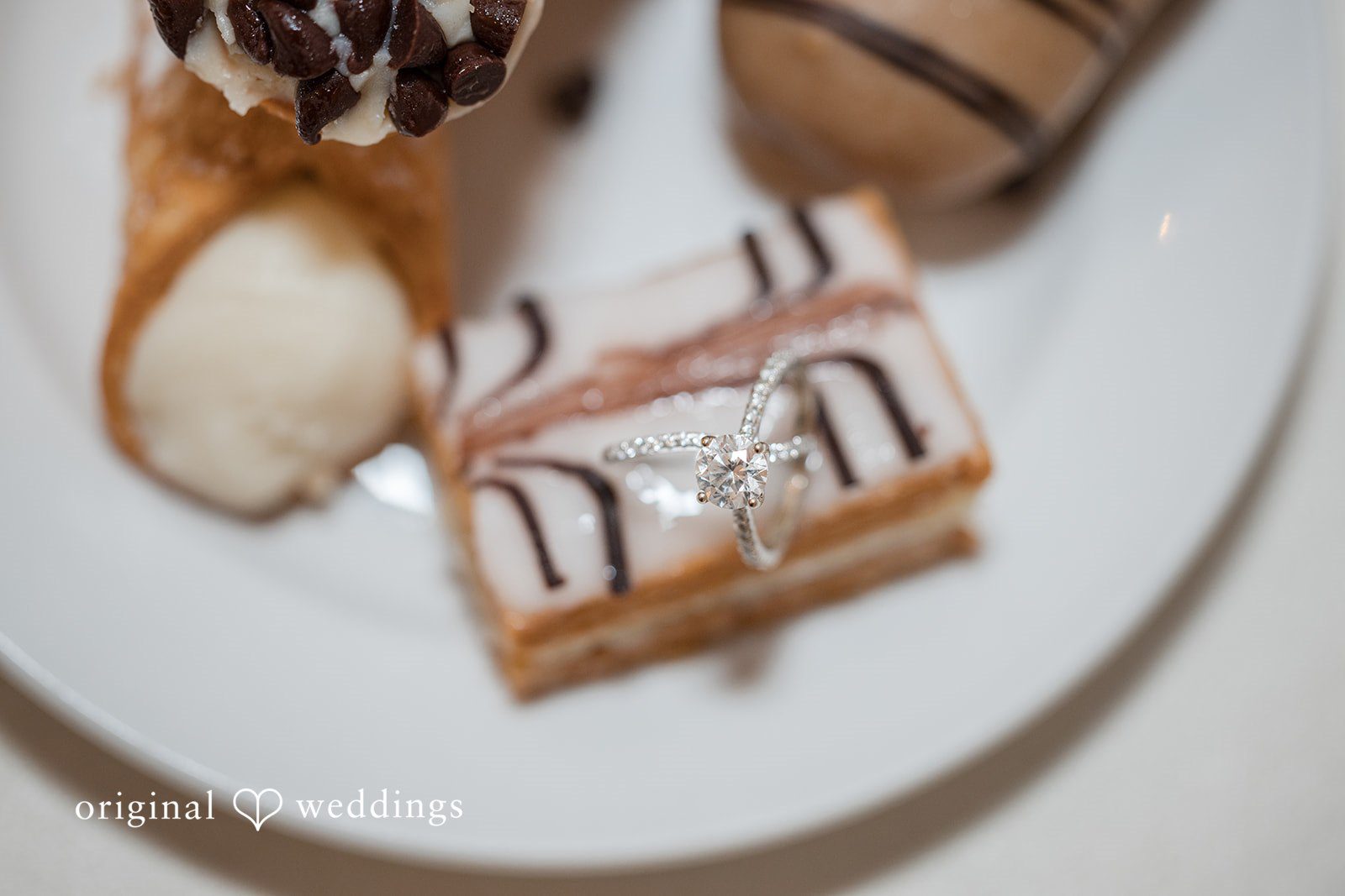Detailed picture of wedding ring placed on delight