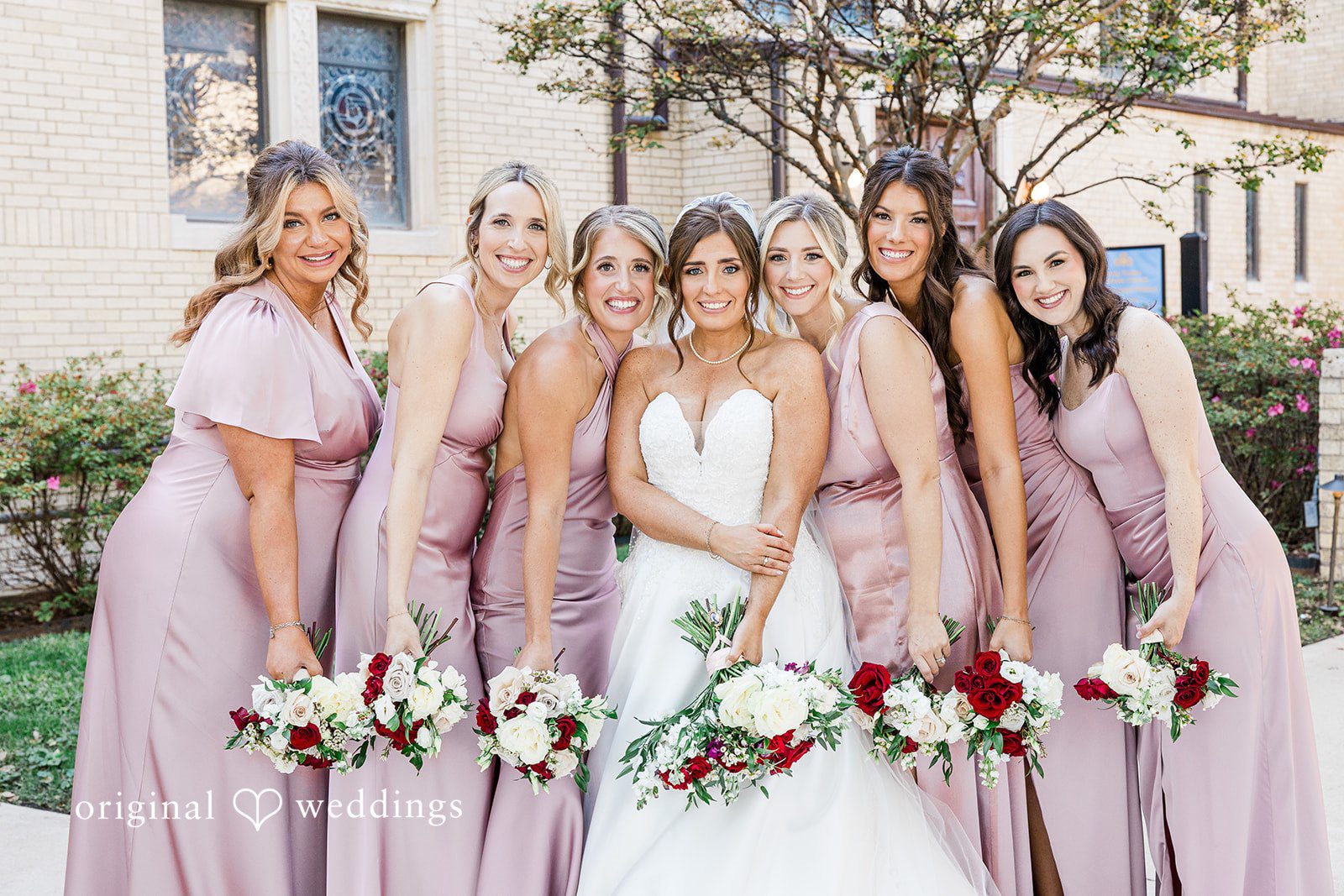 Stunning picture of bride with bridesmaids