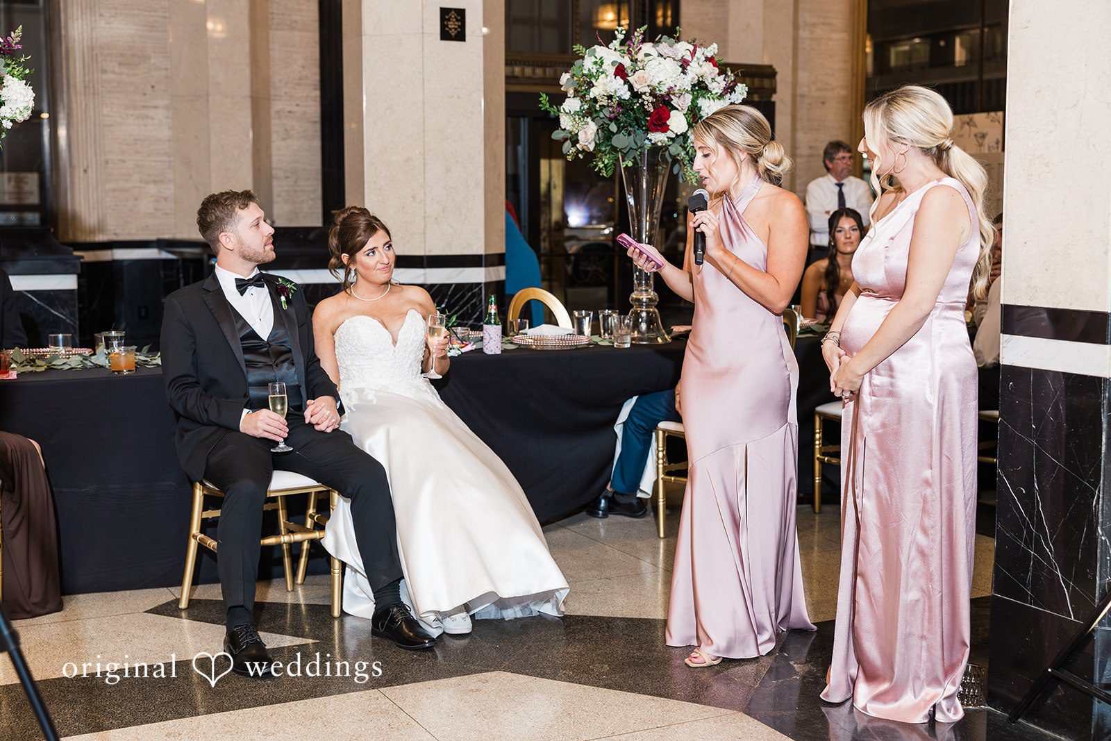 Bride and groom enjoying reception together at The Carlisle Room