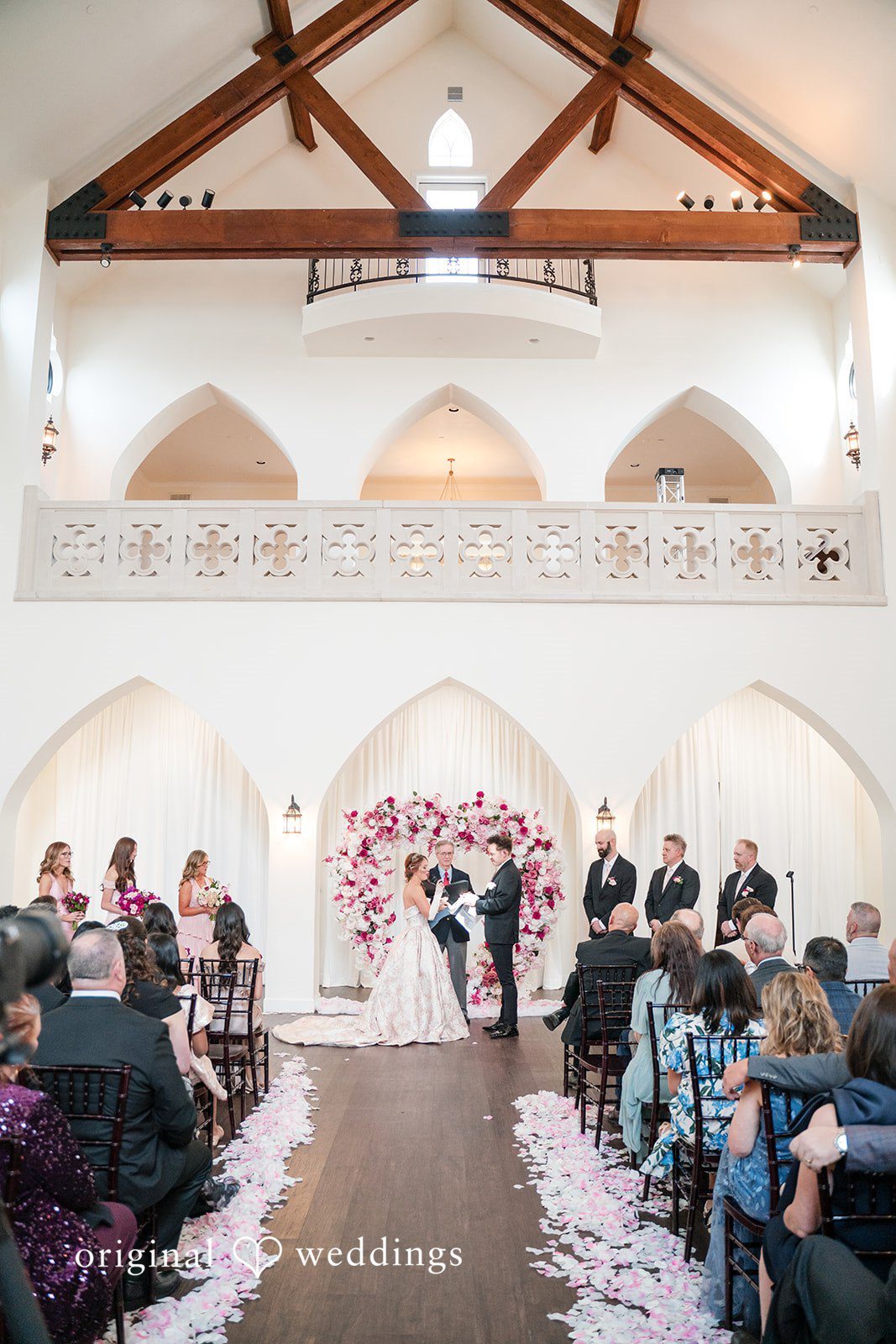 Emotional bride and groom connection before priest