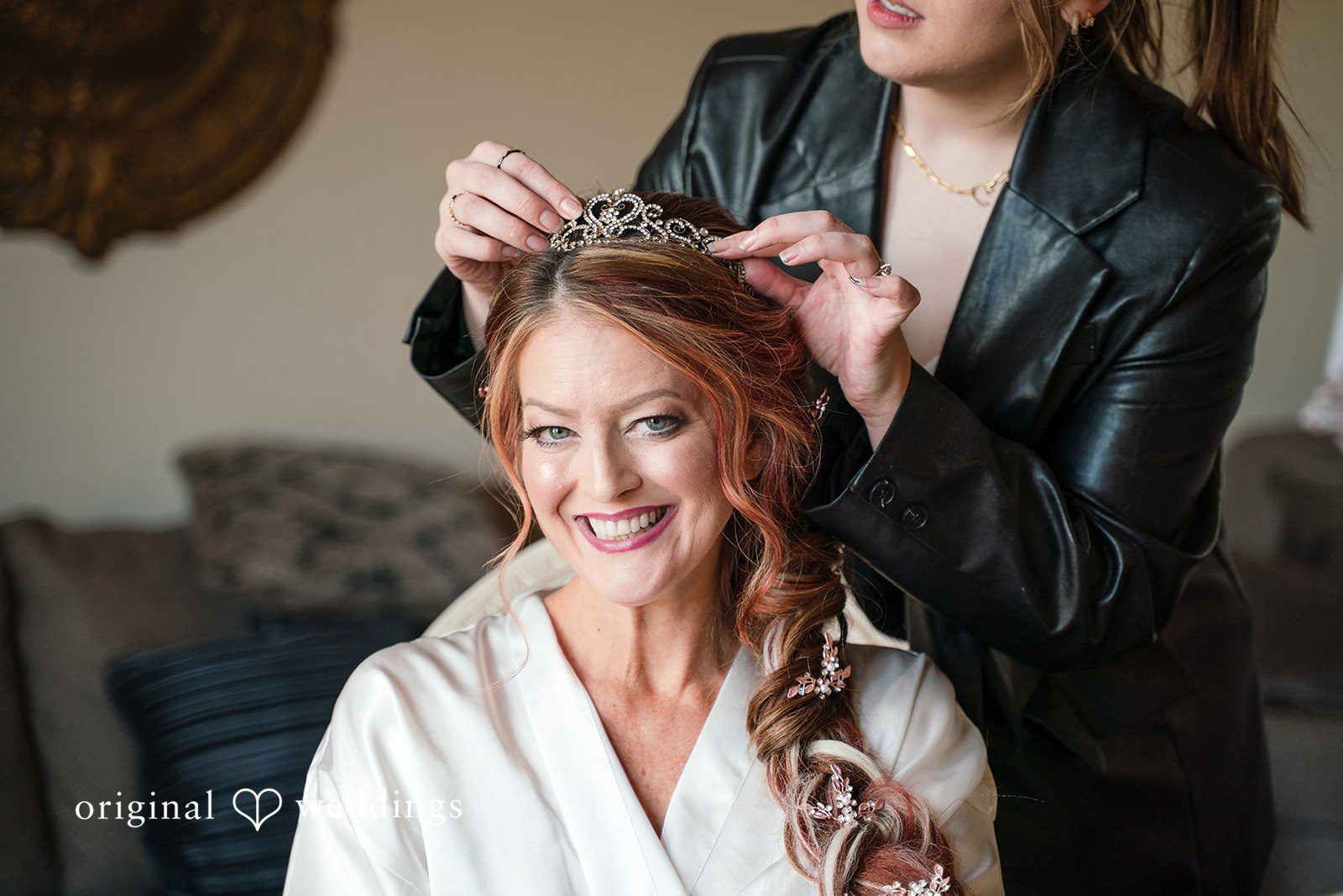 Romantic getting-ready bridal moment