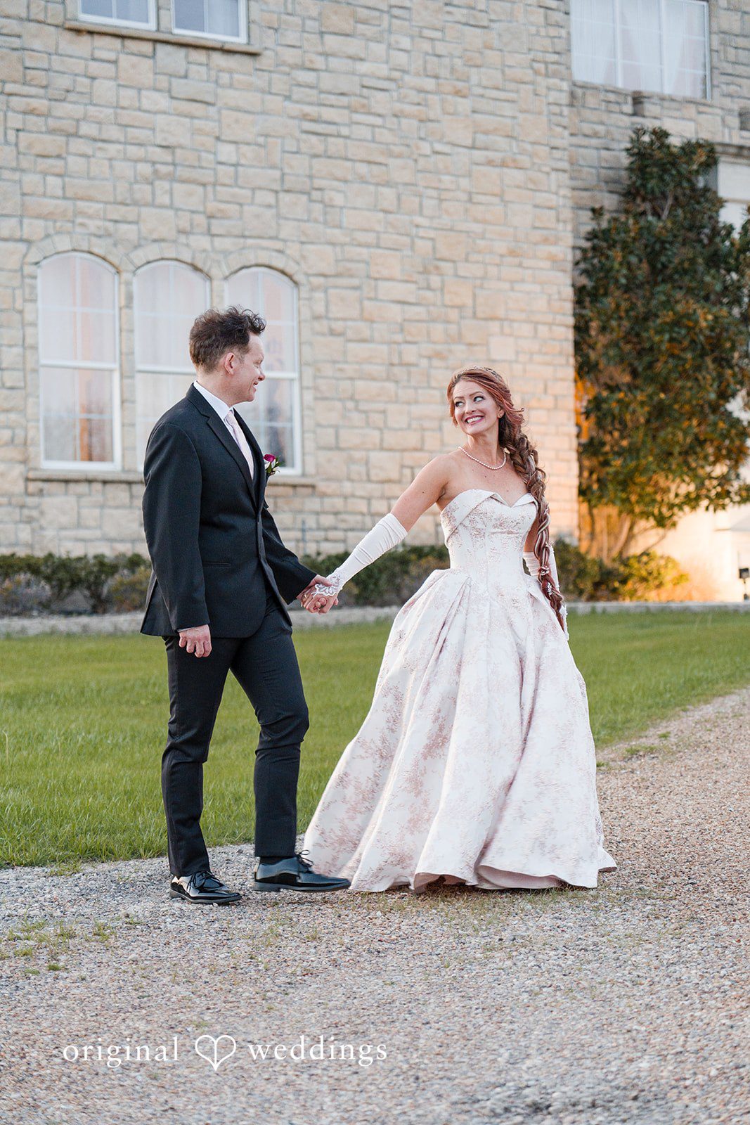Elegant walking portrait photography of couple