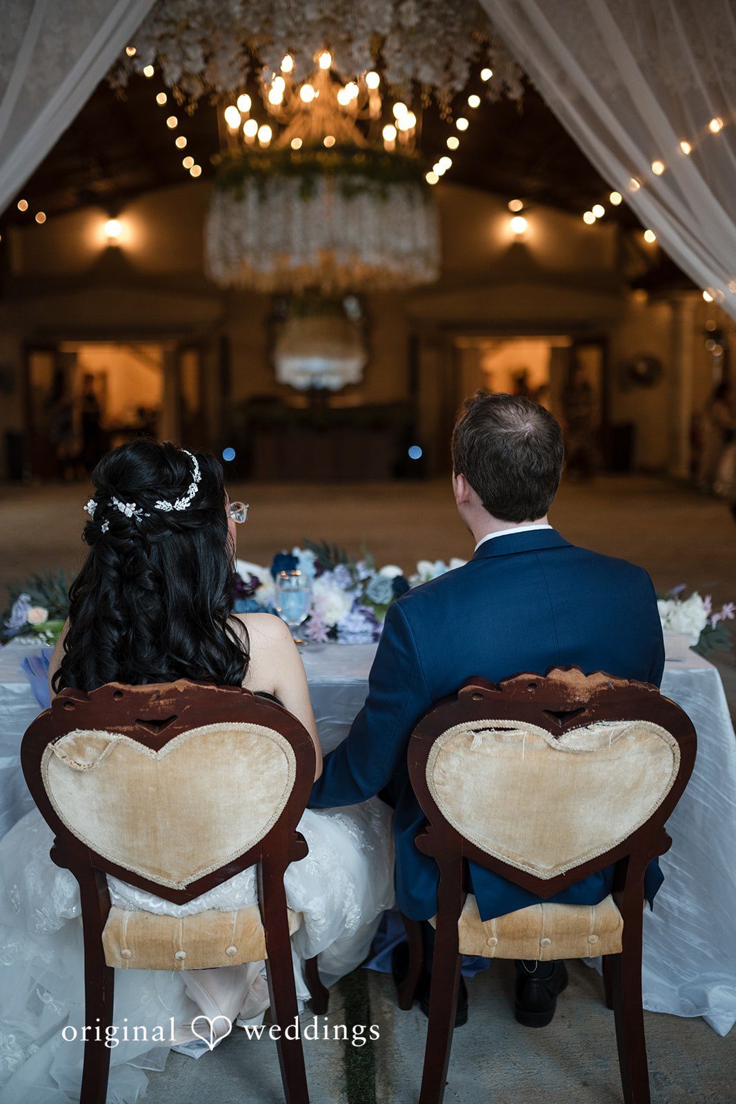 Nghi + Christopher Beautiful couple reception table styling with floral décor at The Castle at Wildwood Gardens