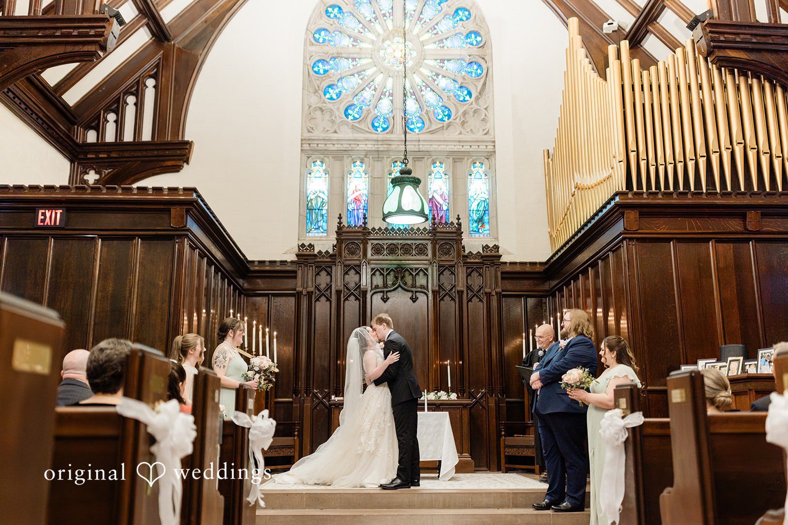 Romantic kiss after ceremony