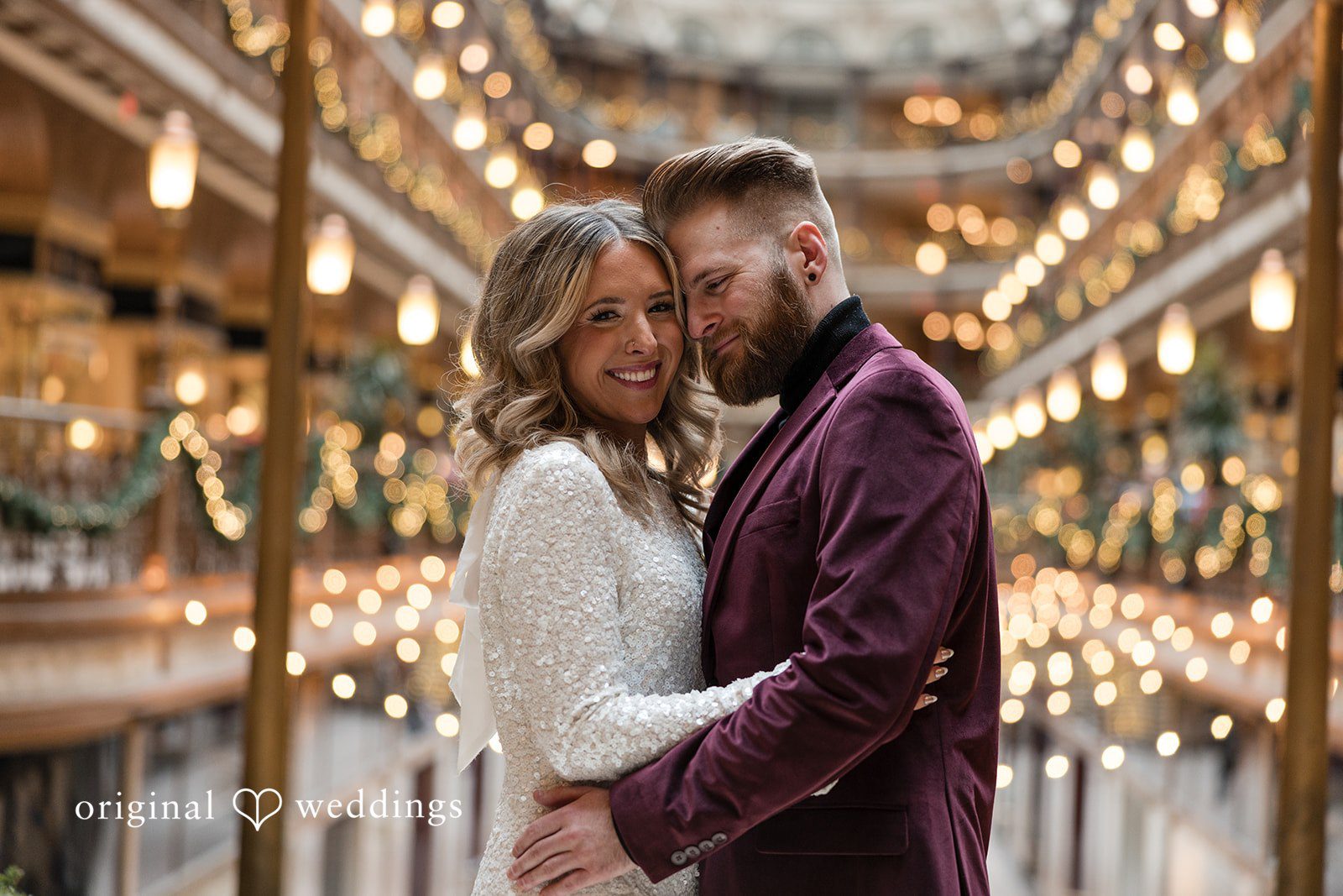 Engagement photography session at The Cleveland Arcade by original weddings capturing the beautiful picture of couple
