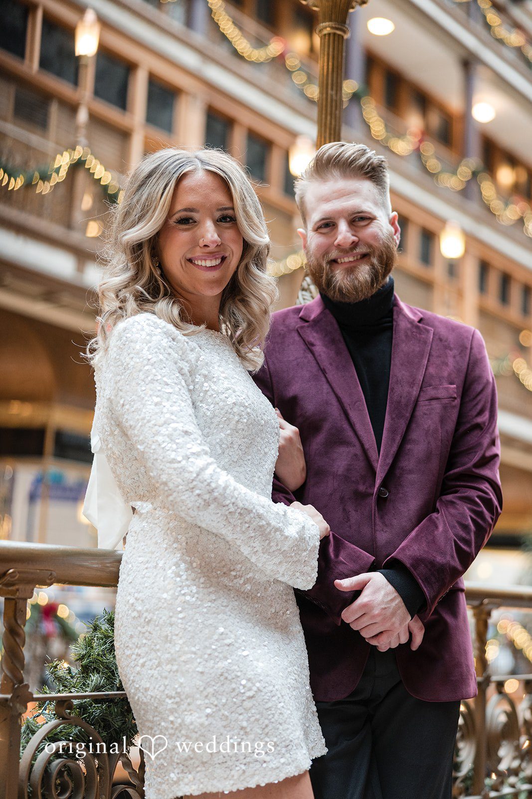 Lovely pose of couple at The Cleveland Arcade