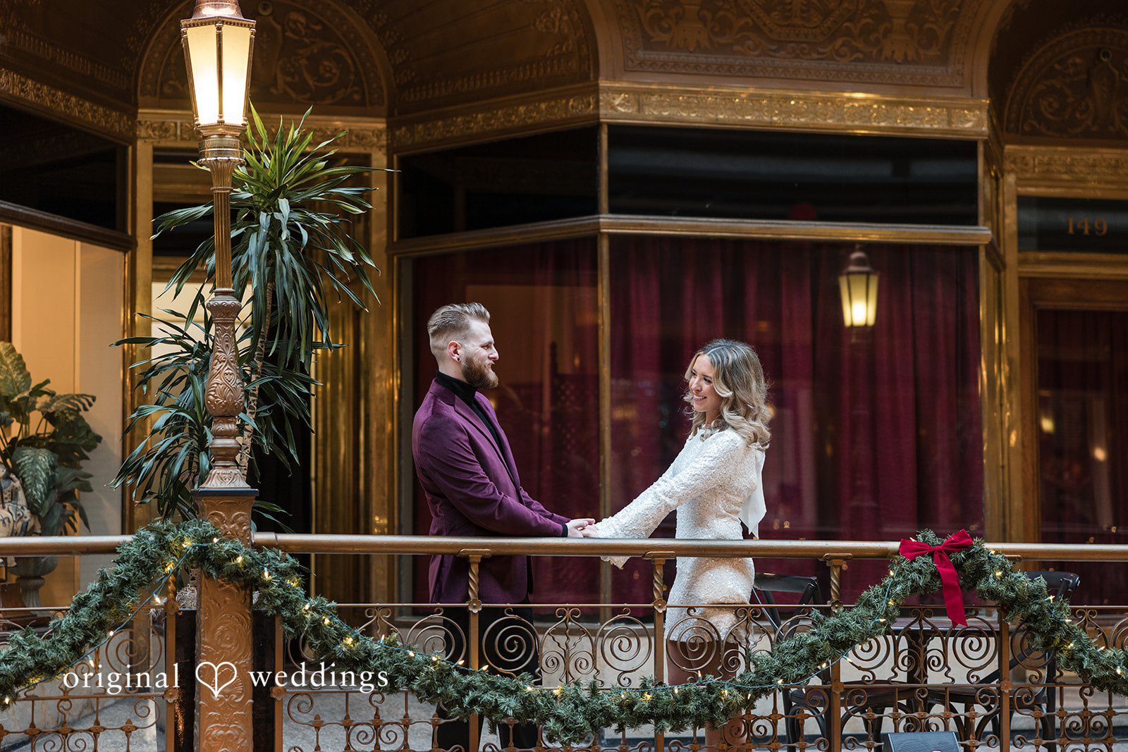 Engagement photography session at The Cleveland Arcade by original weddings capturing the beautiful picture of couple