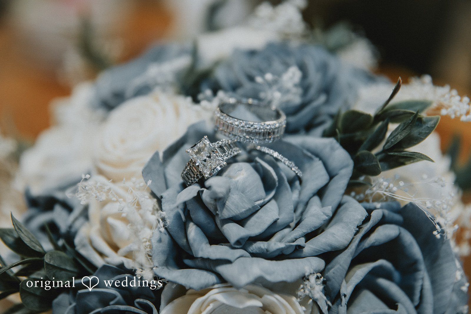 Siobhan + Seth Blue wedding bouquet close-up