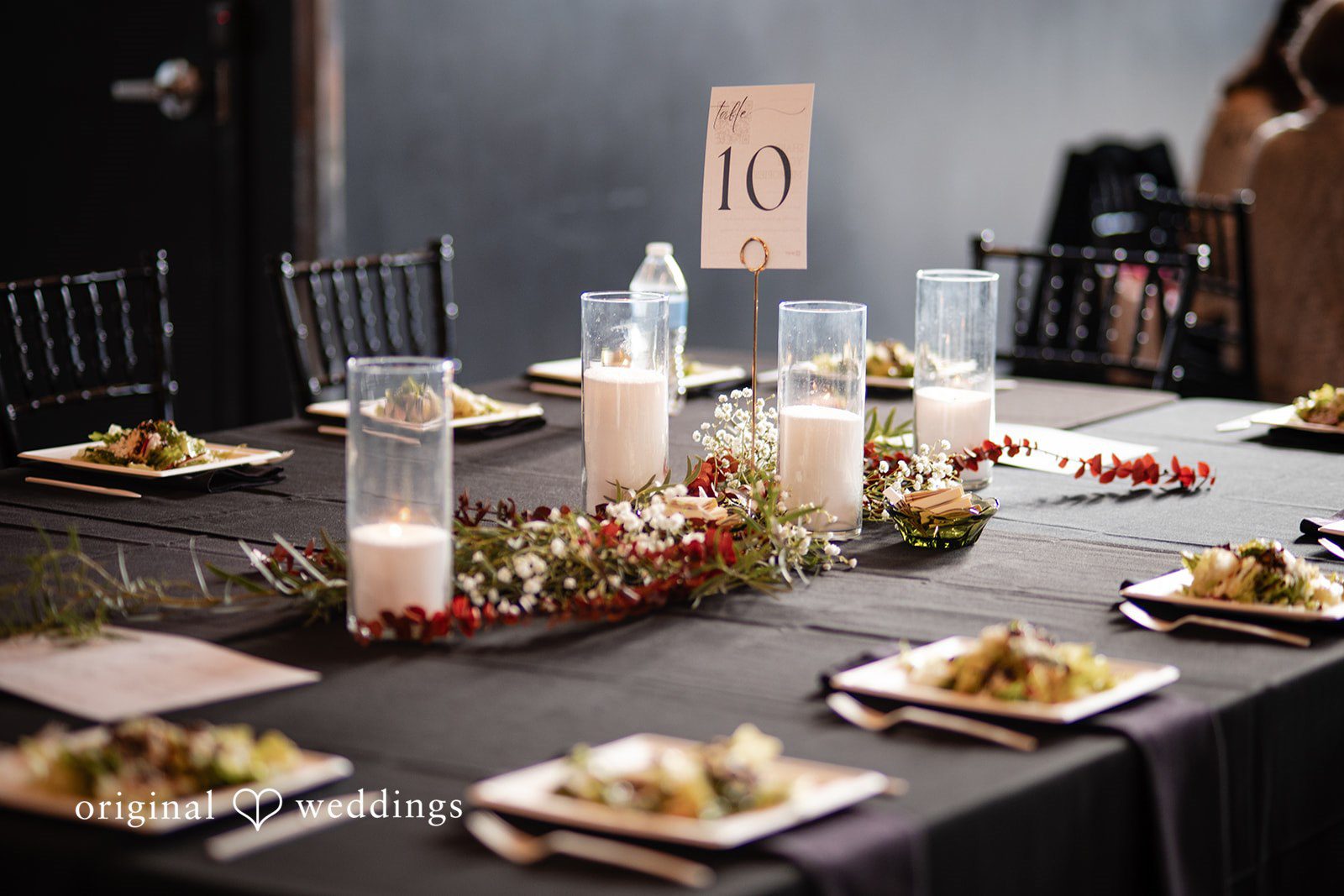 Elegant reception table setup at The Essence Event Center