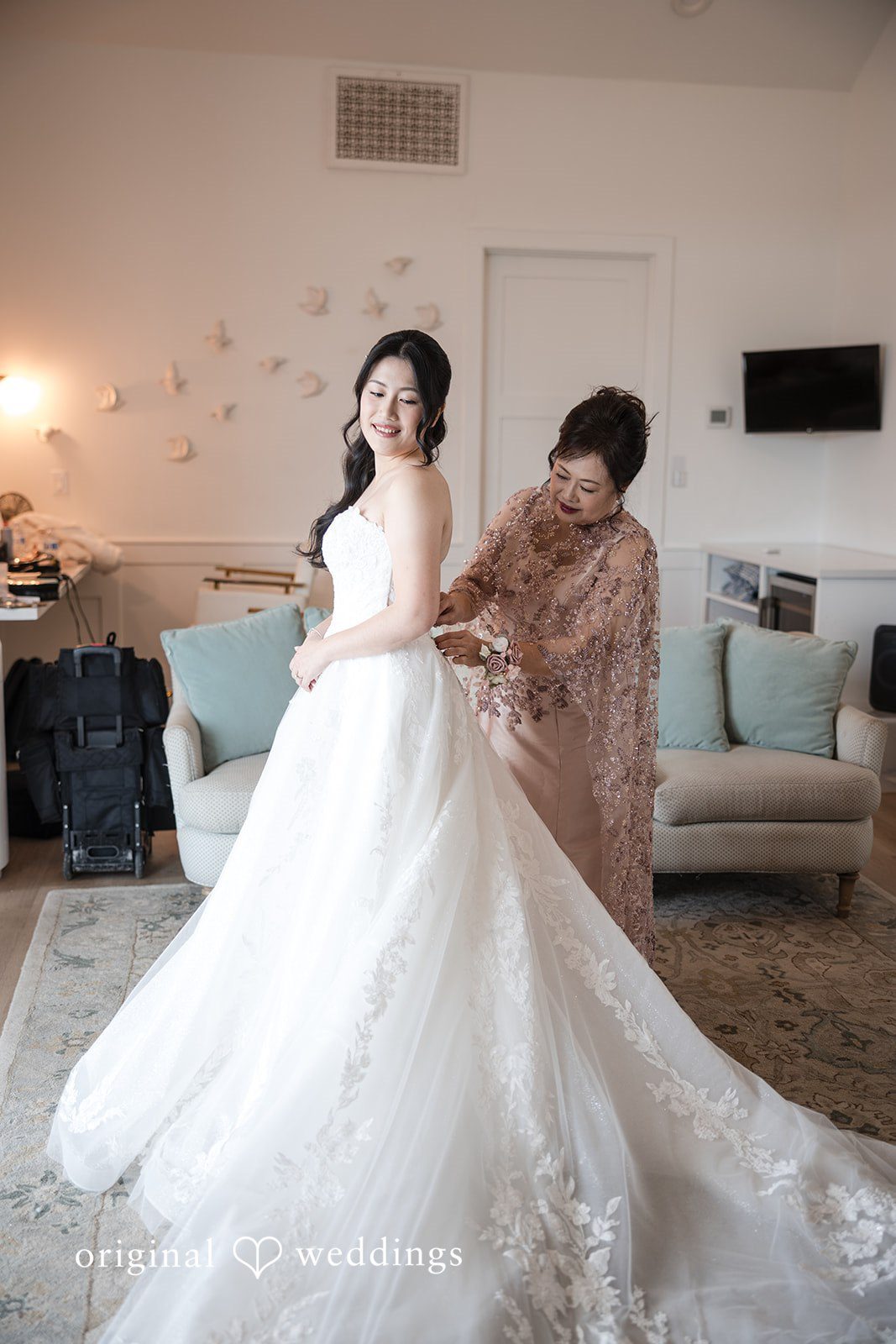 Anthony + Valen Bride getting ready for ceremony happily