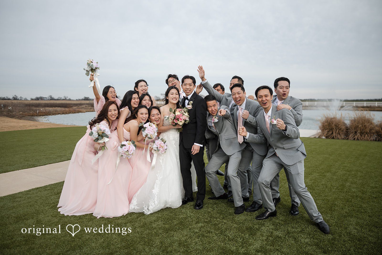 Anthony + Valen Group photo of couple with bridesmaids and groomsmen
