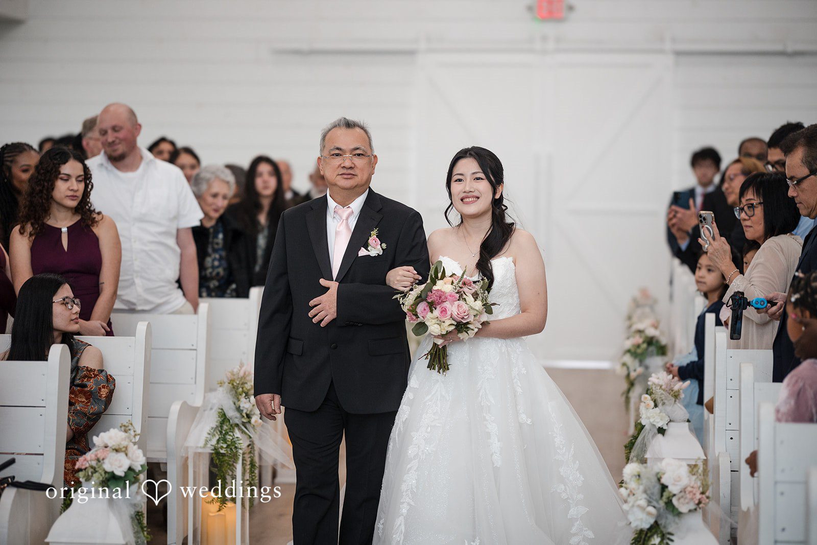 Anthony + Valen Bride walking down the aisle