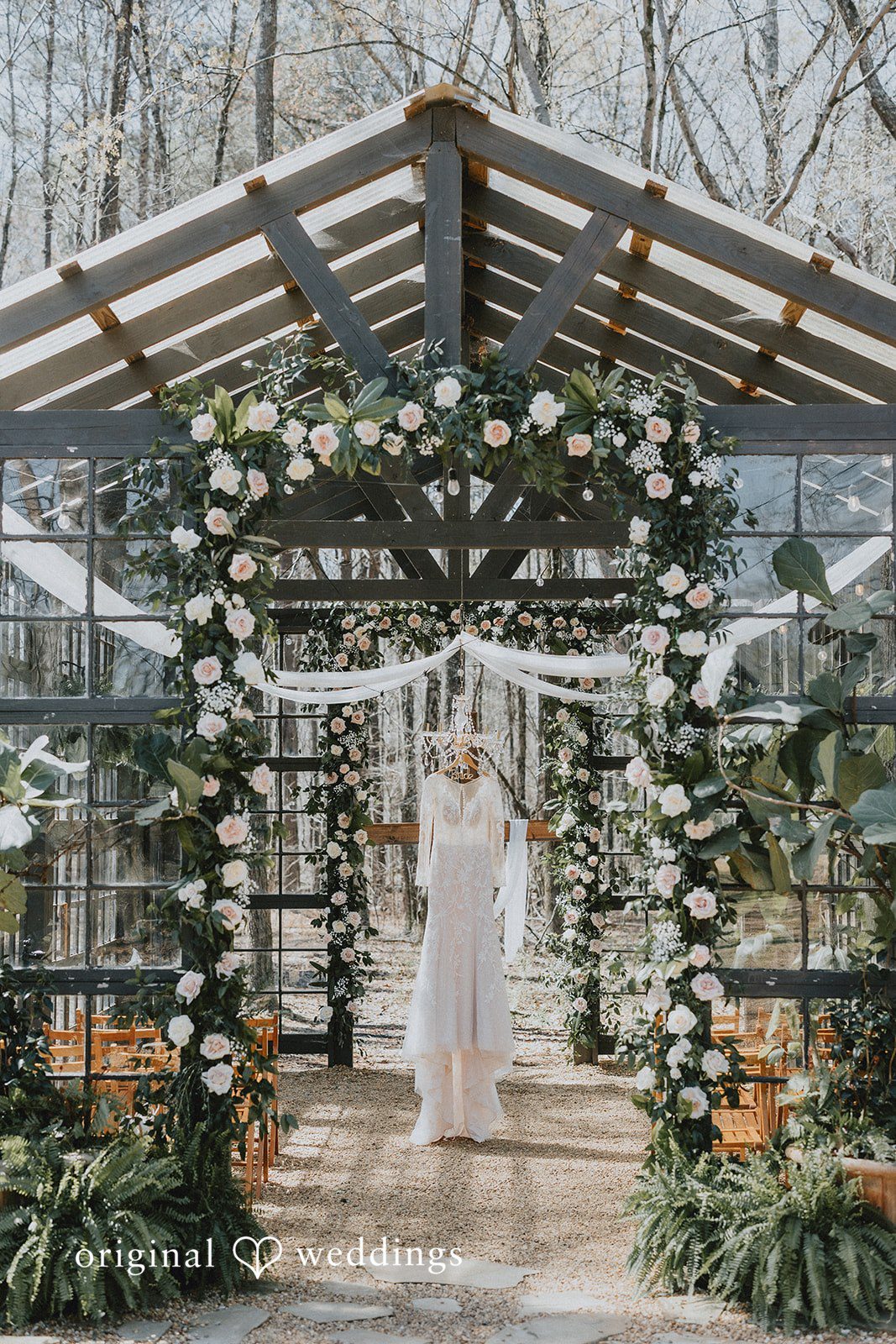 Beautiful bridal dress hanging display
