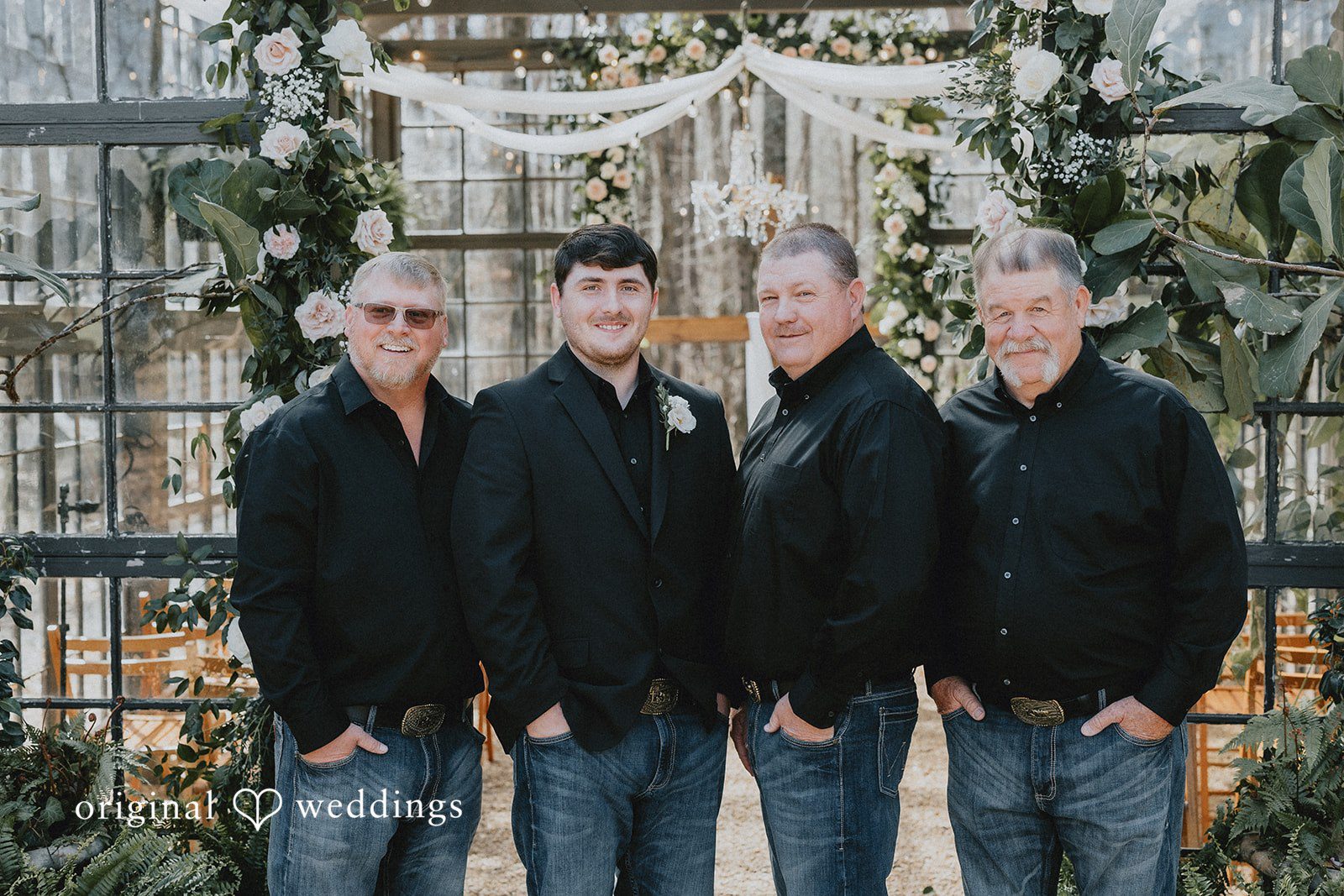 Stunning picture of groom with groomsmen.