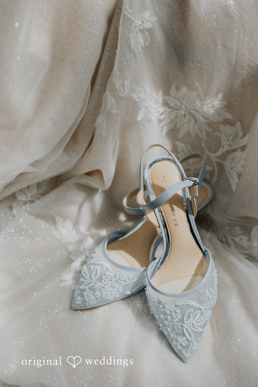Beautiful bridal shoes arrangement