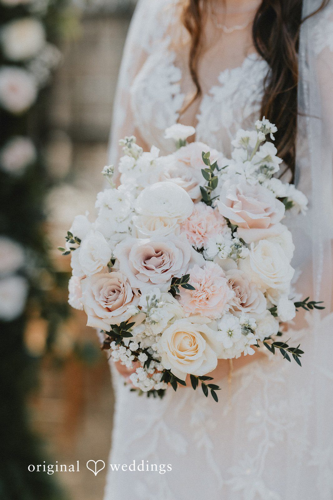 Bride holding bouquet close-up shot at The Glasshouse at Alabama Eden