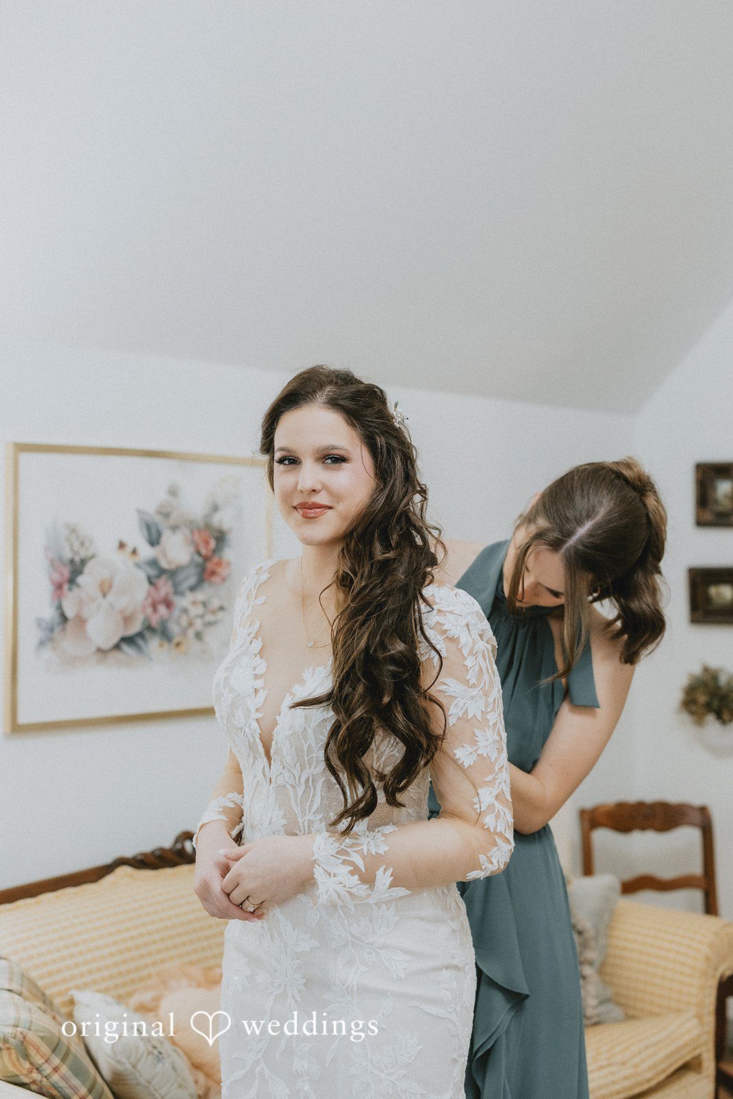Romantic getting-ready bridal moment at The Glasshouse at Alabama Eden