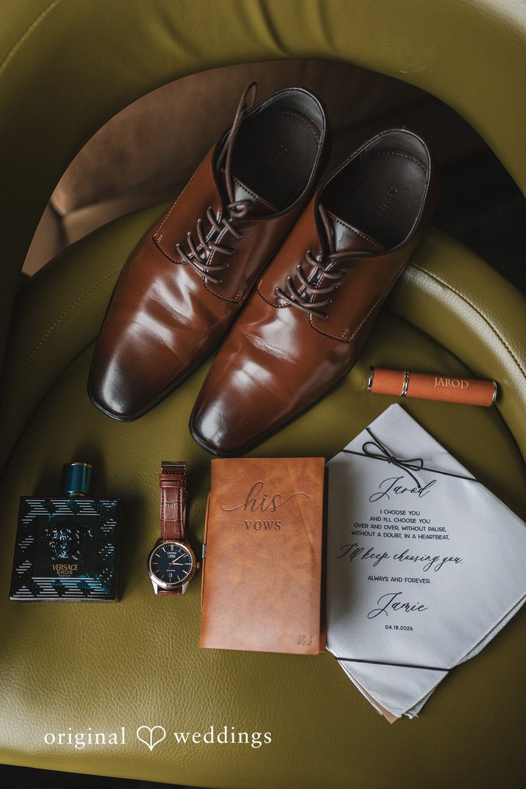 The wedding shoes, vows, and other accessories