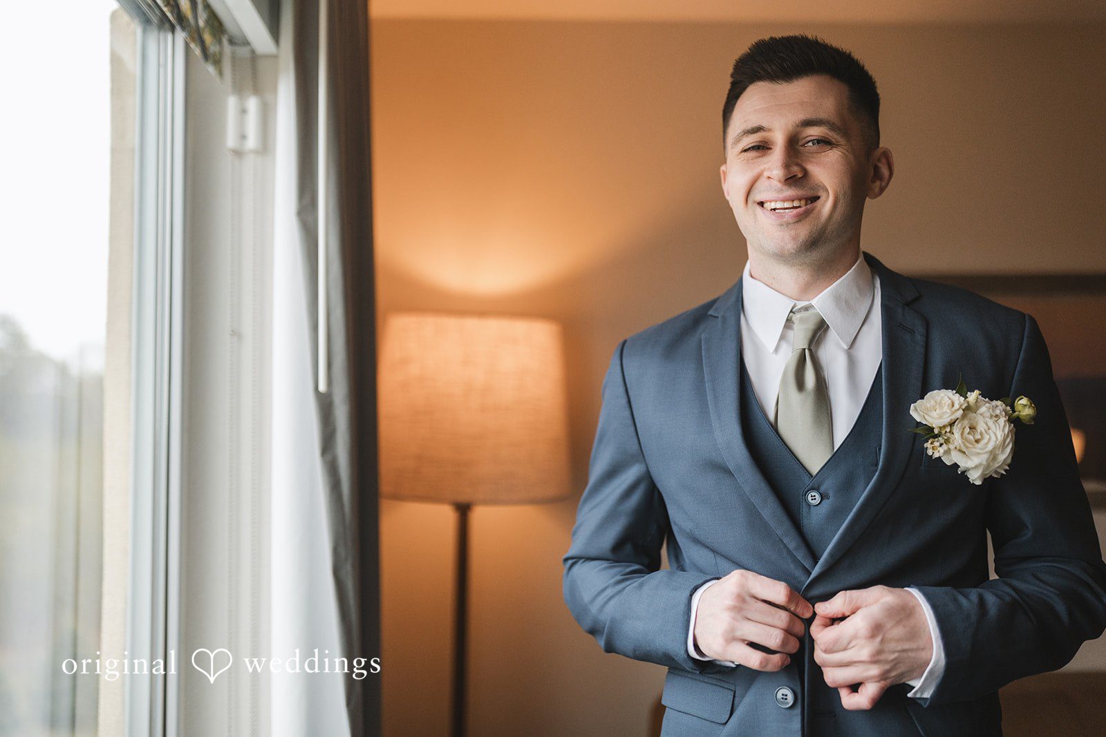 The groom gets ready