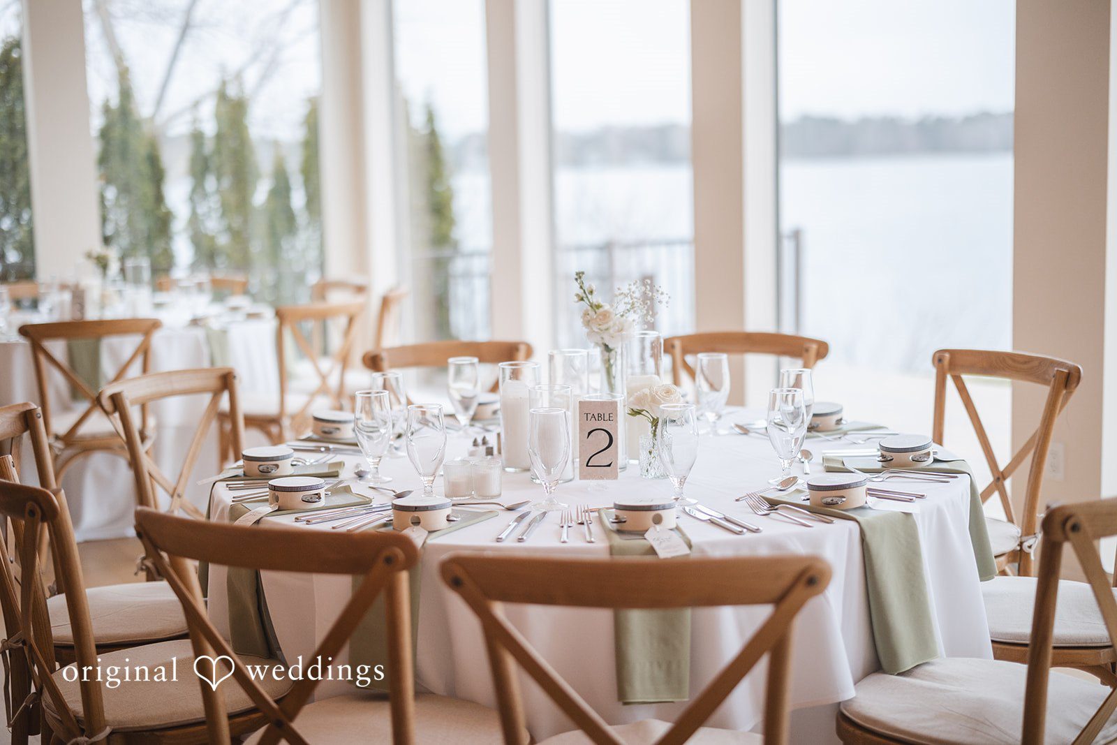 Beautifully arranged tables at the wedding reception