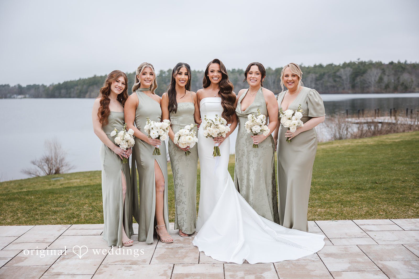 A portrait of the bride and her bridesmaids