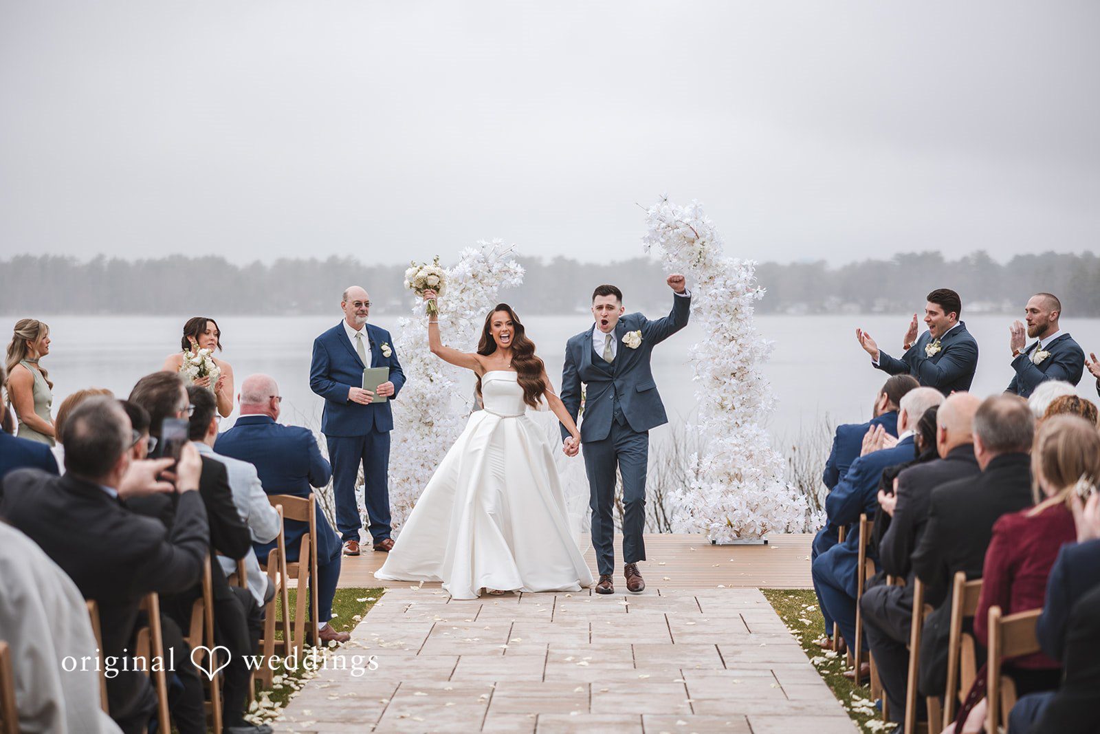 Our Boston wedding photographers captured a joyful moment of the couple after the exchange of vows