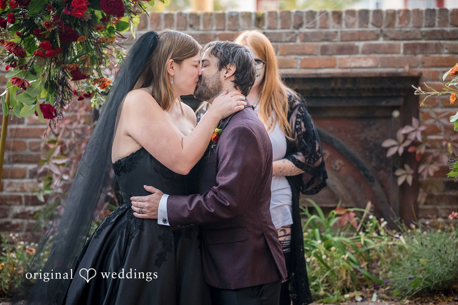 Beautiful bride and groom kiss shot at The Lobby