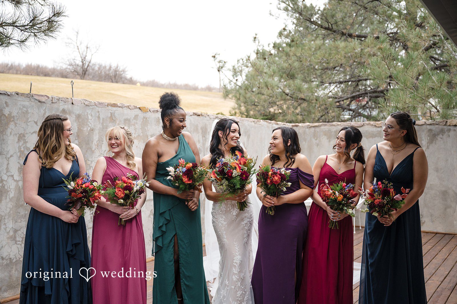Romantic bridesmaids group photography at The Oaks