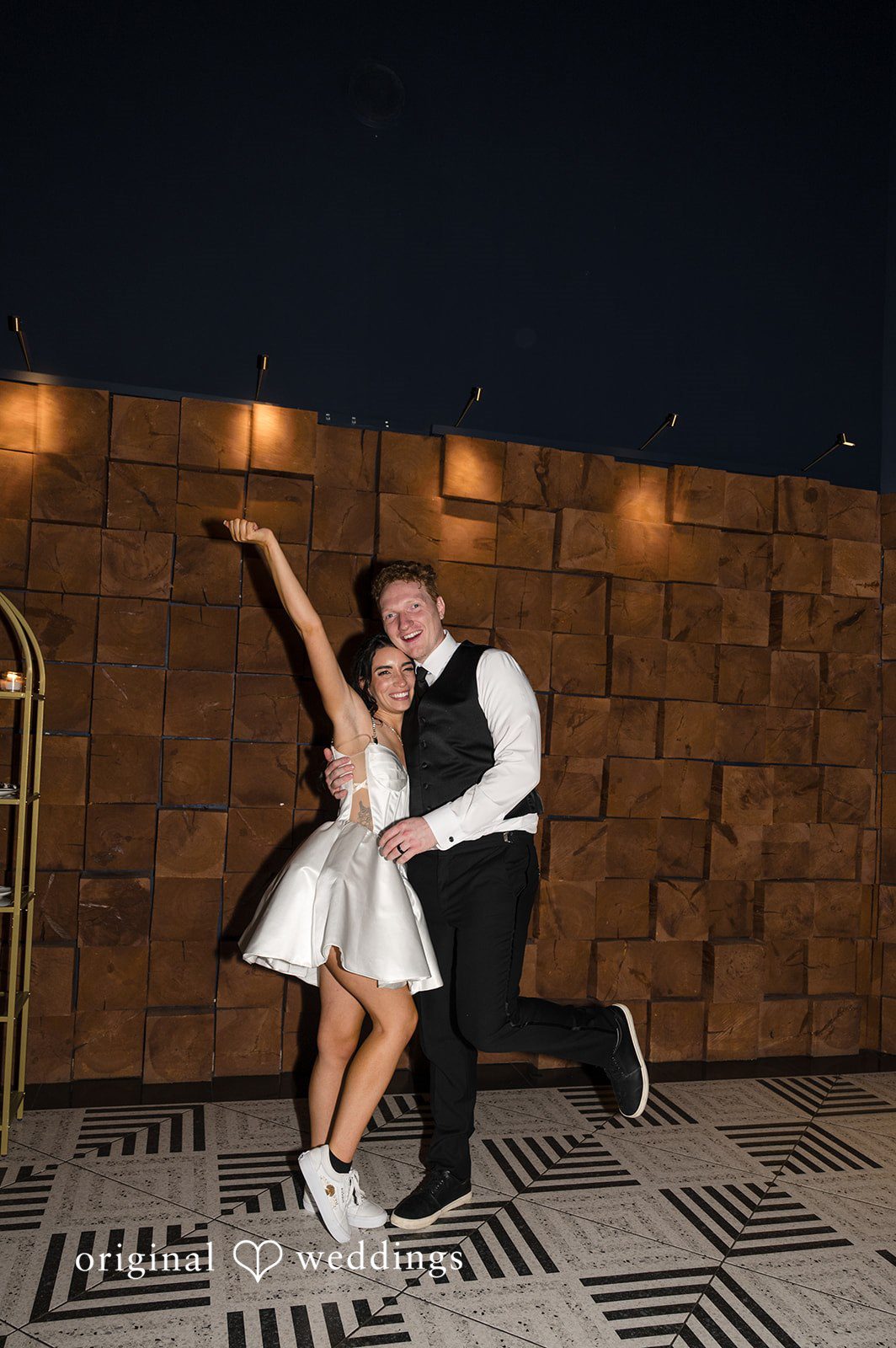 Elegant bride and groom  interaction at The Oaks