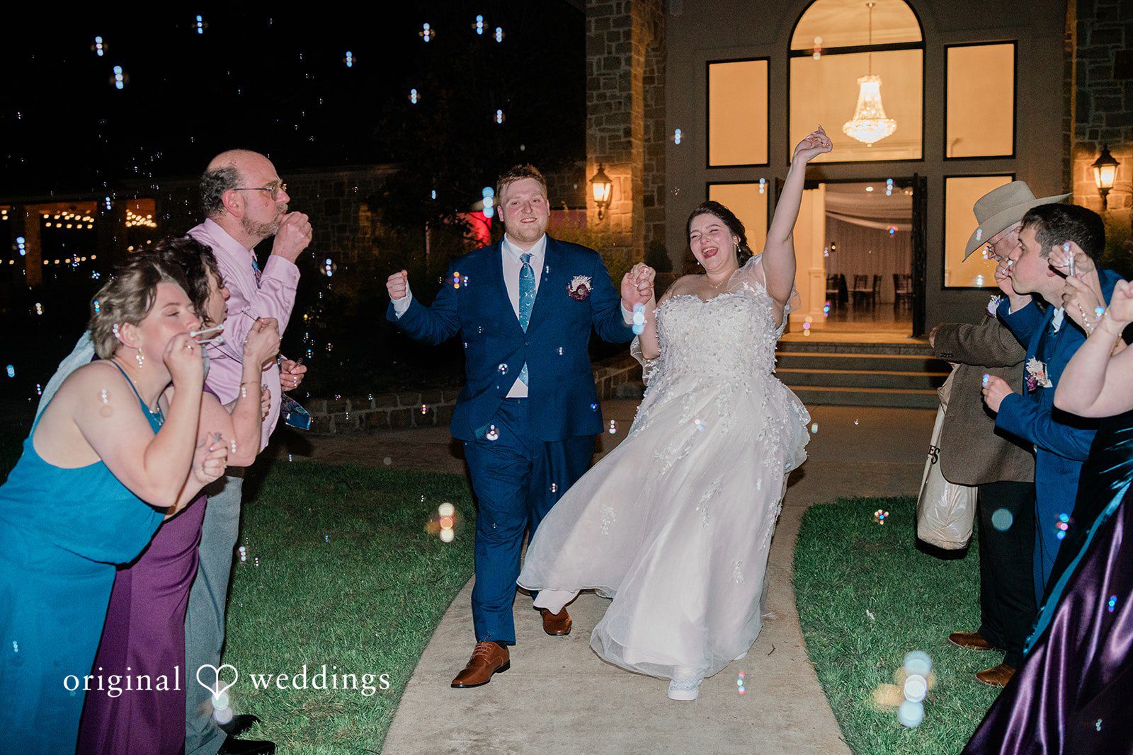 The couple makes a grand exit to seal the night
