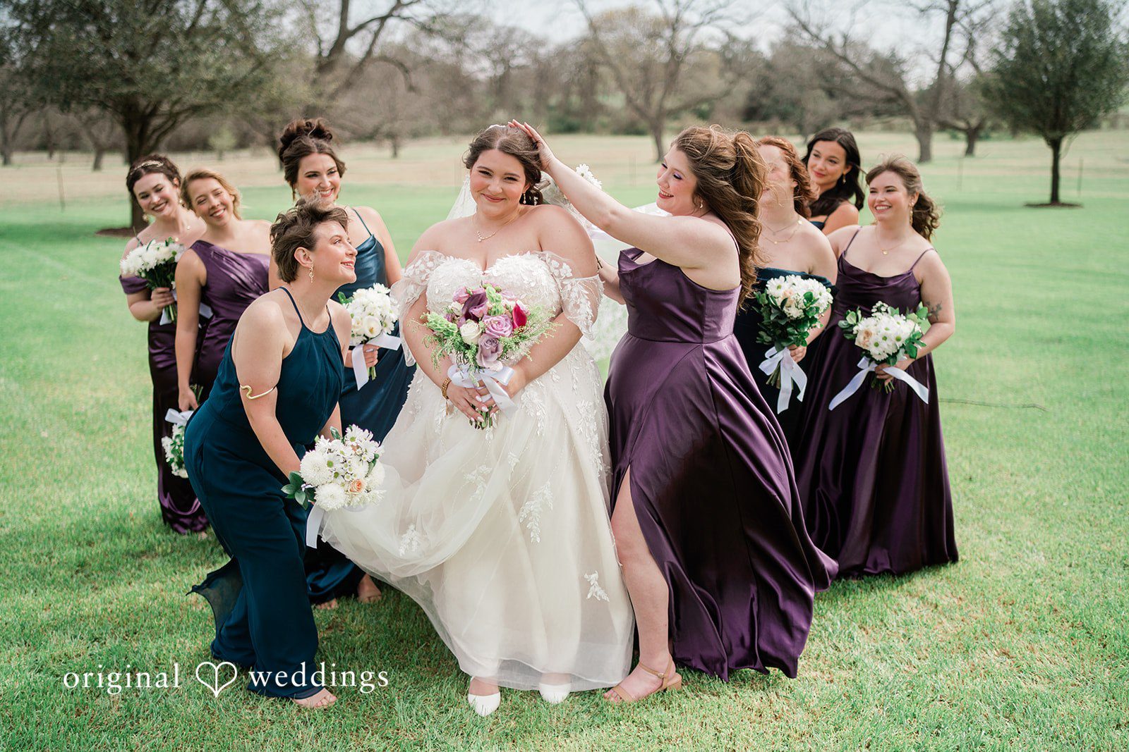 The bride and her bridal pary