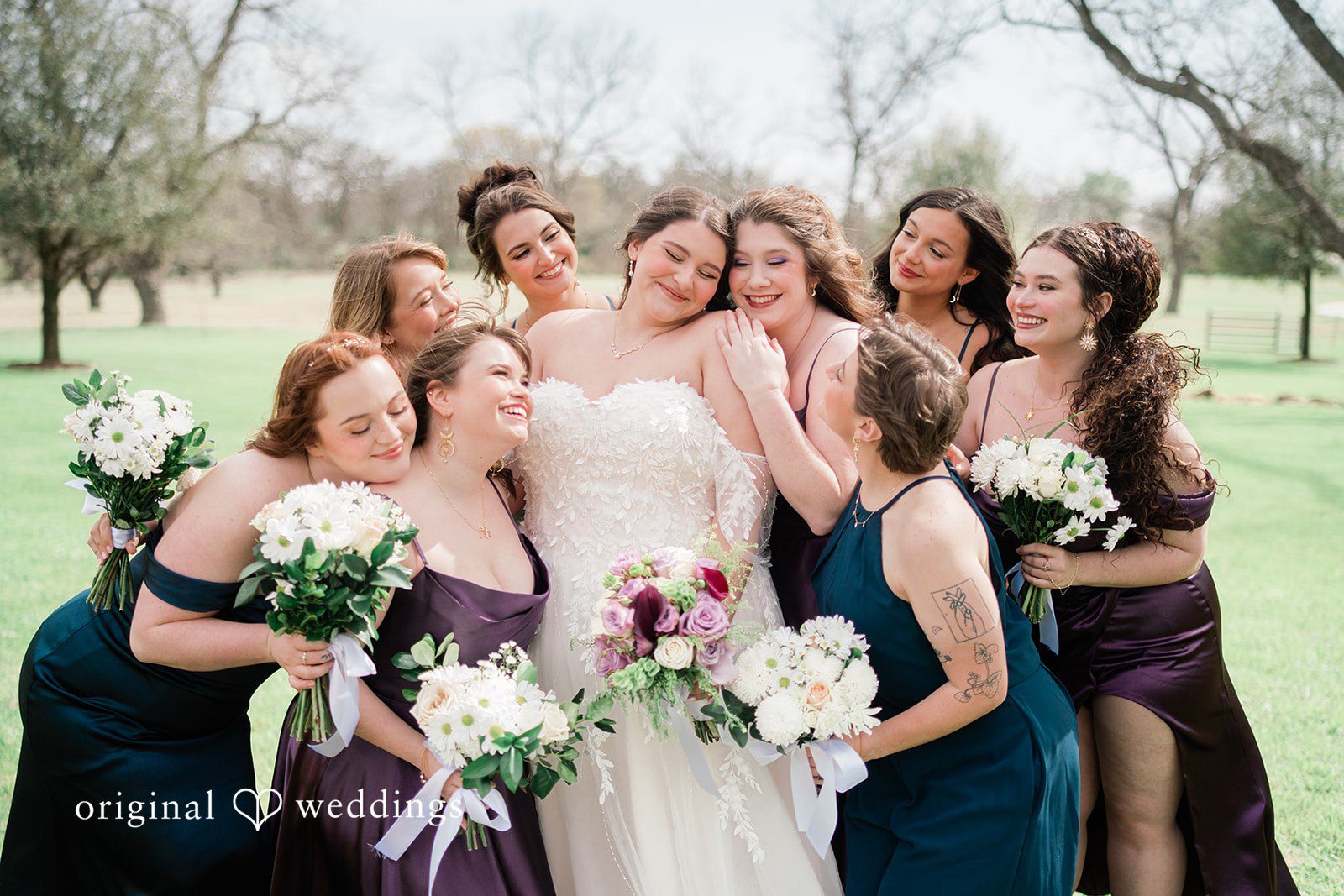 A heartwarming portrait of the bride and her bridesmaids