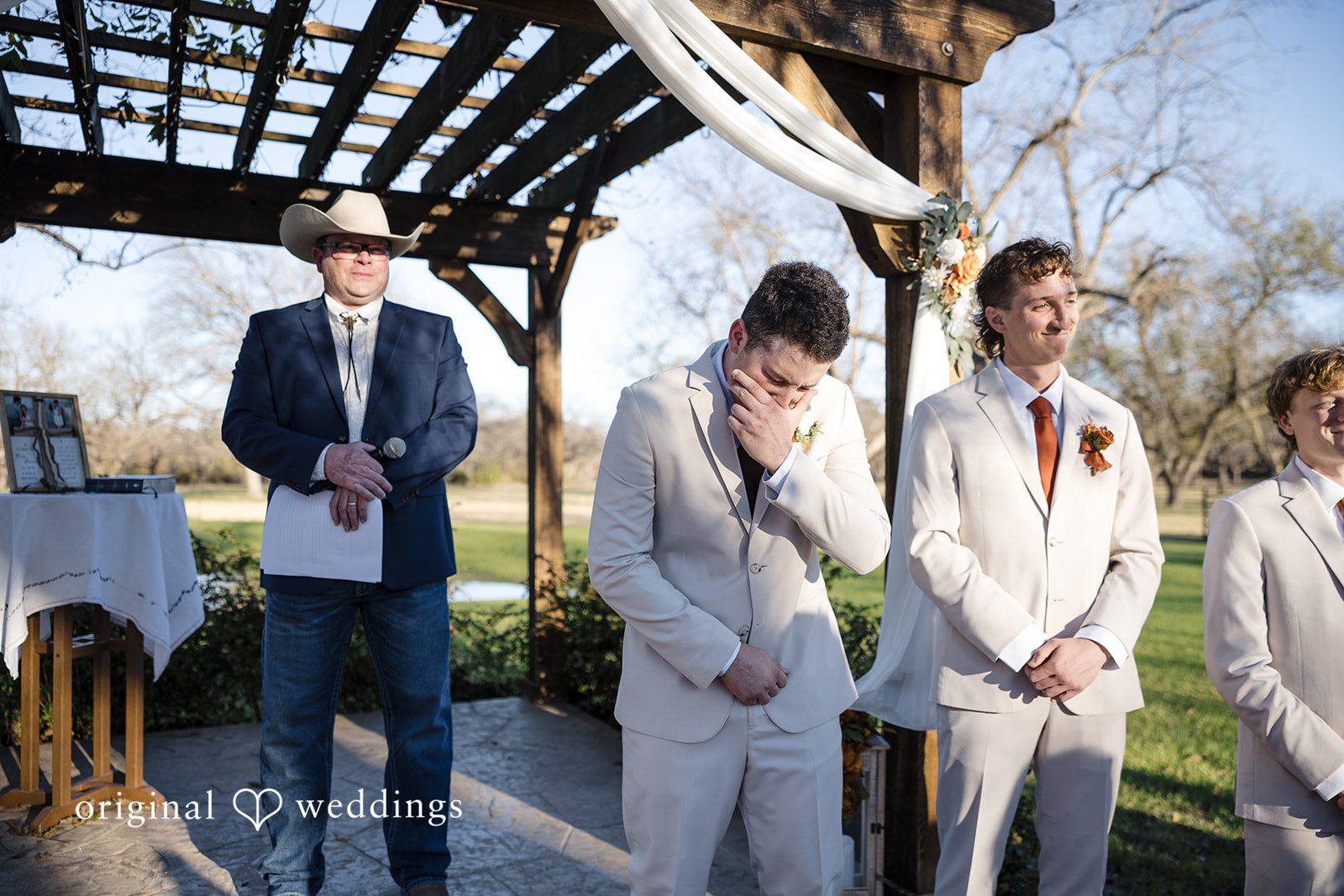 Bonnie + Aksel Elegant groom reaction during bridal entrance at The Orchard Event Venue & Retreat
