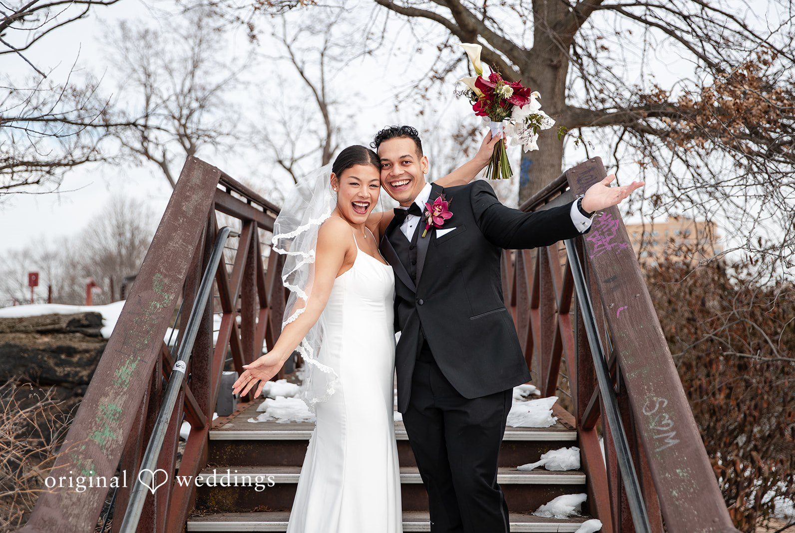 Stunning Portrait of couple at The Philadelphia Wedding Chapel at Sherman Mills by Philadelphia Wedding Photographers from Original Weddings.