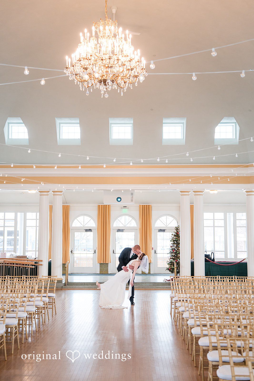 Samantha + James A romantic portrait of the couple in the ballroom