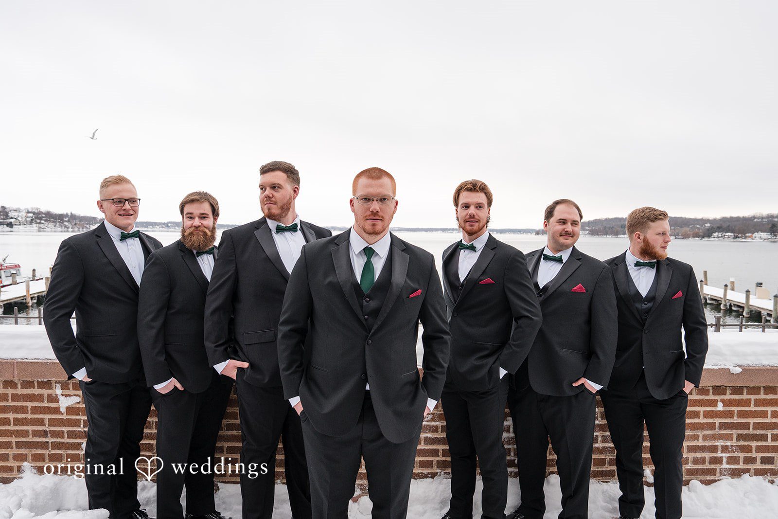 Samantha + James Our Milwaukee wedding photographers captured a cute portrait of the groom and his groomsmen