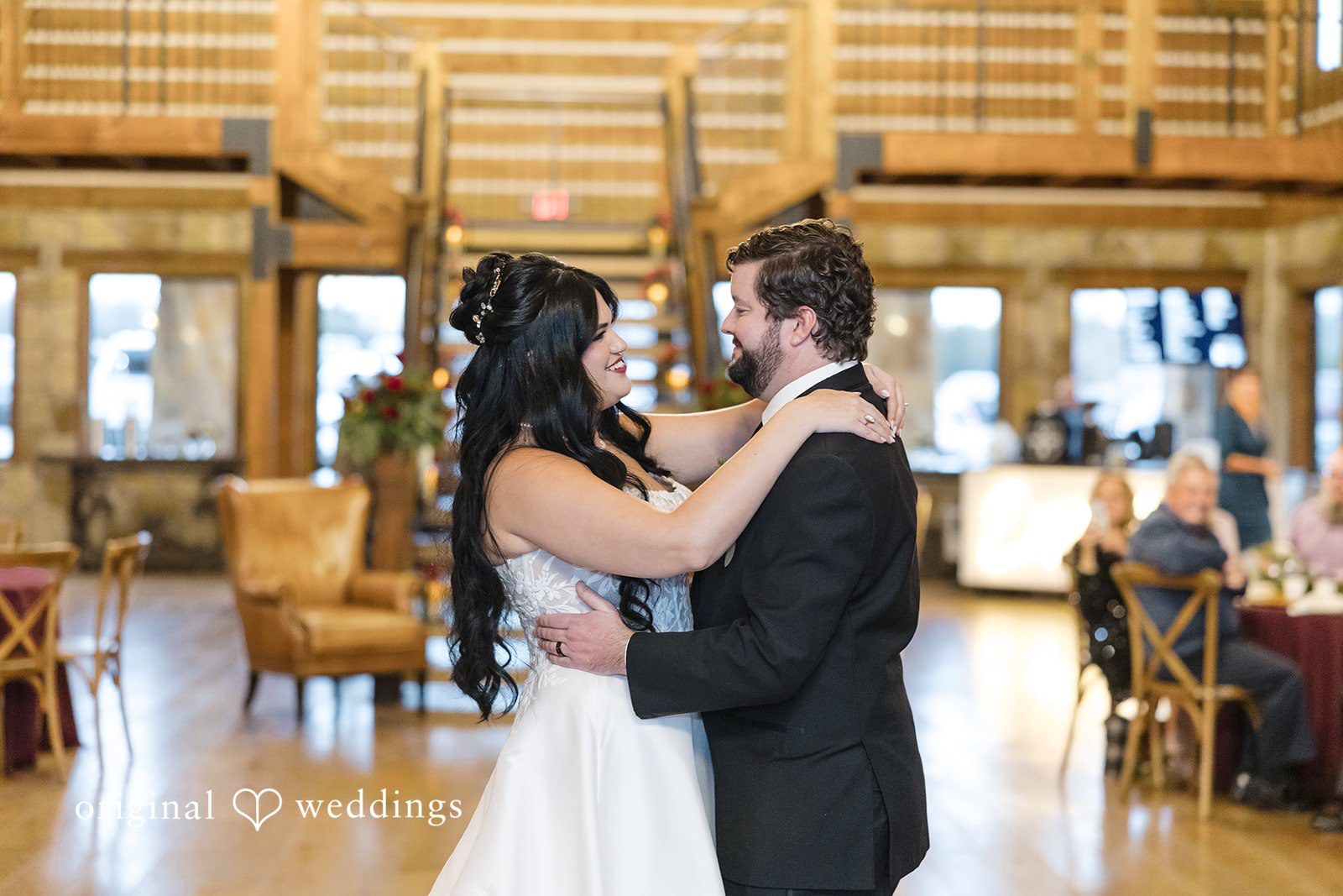 Romantic indoor wedding dance portrait