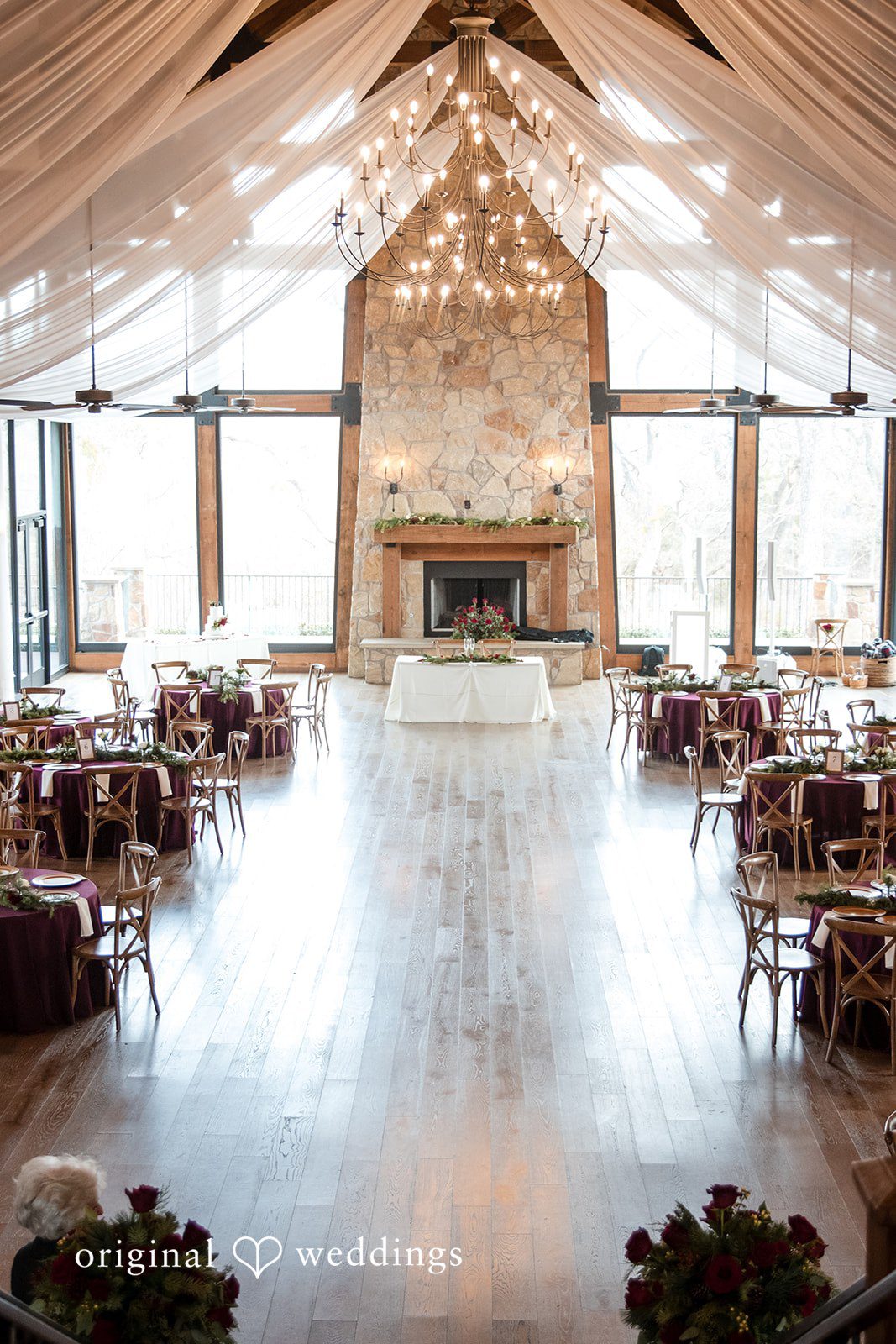 Elegant reception hall wedding decor