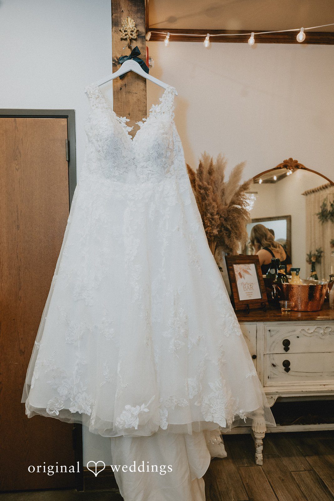 The bride's wedding gown