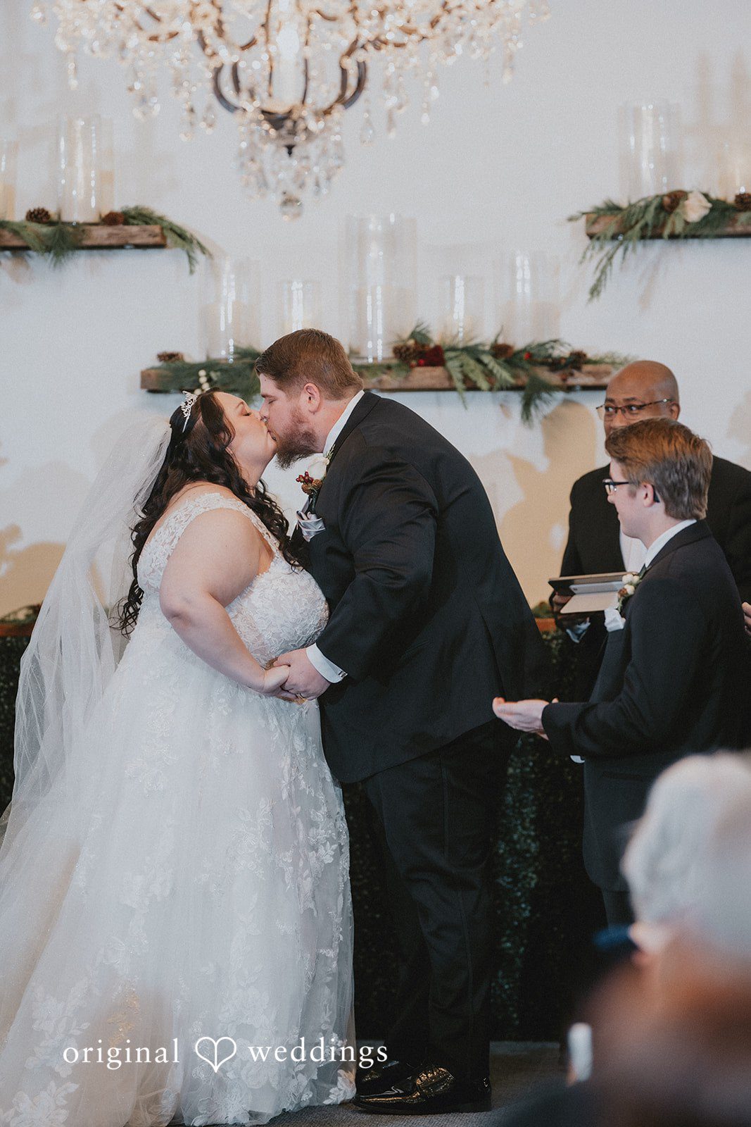 The couple takes their first kiss