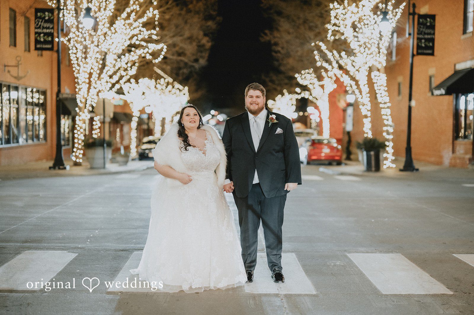 Our Kansas City wedding photographers at Original Weddings captured an evening portrait of the couple at The Stanley Event Space' outdoor area