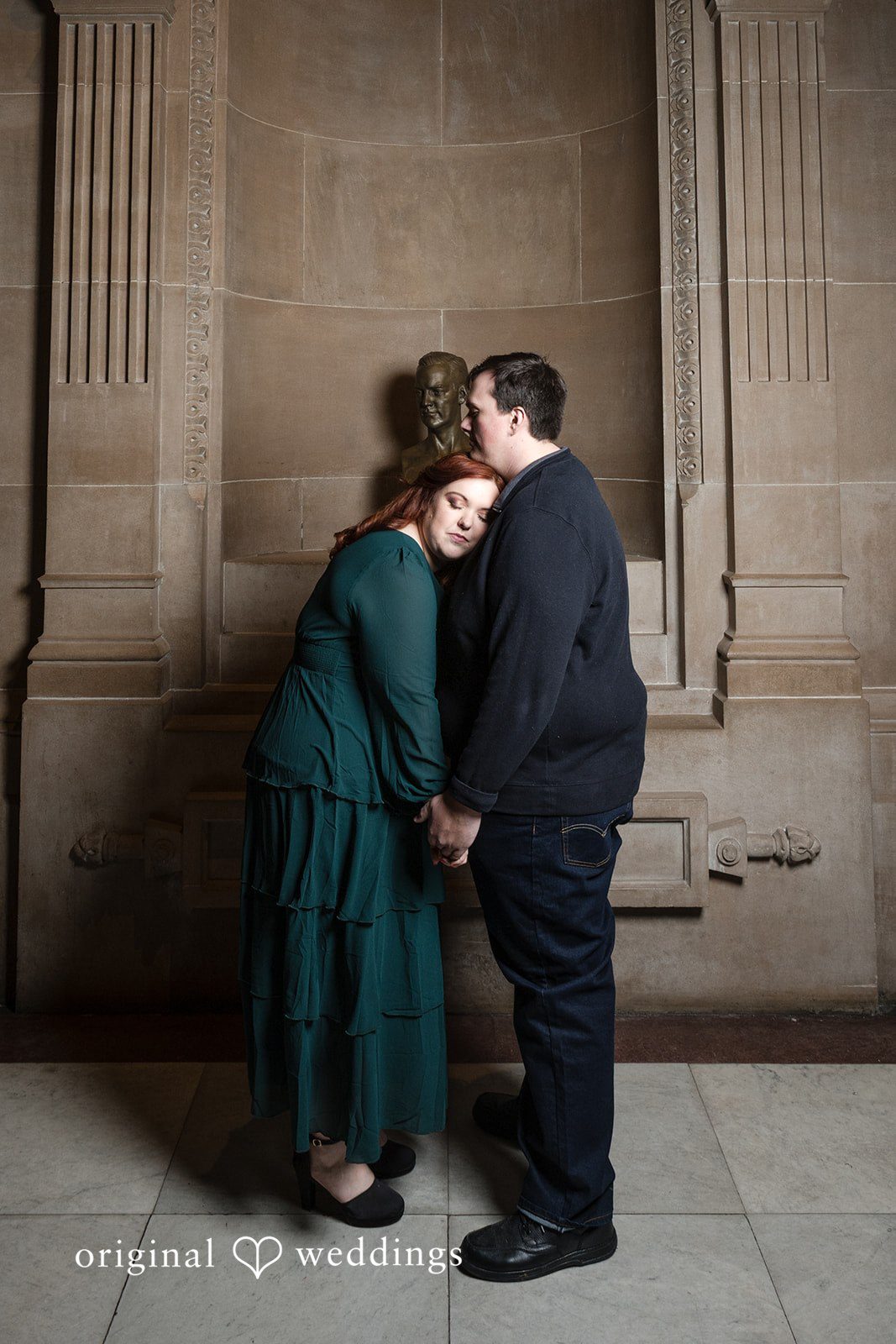 Romantic pose of couple at The State House