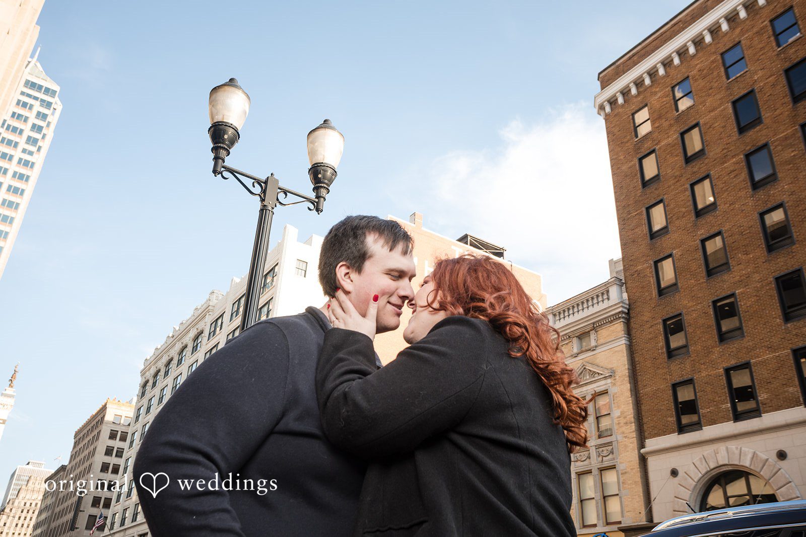 Romantic pose of couple looking at each other