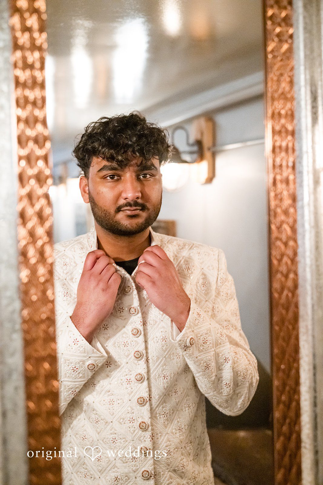 Taylor + Yash Lovely picture of groom while getting ready for ceremony