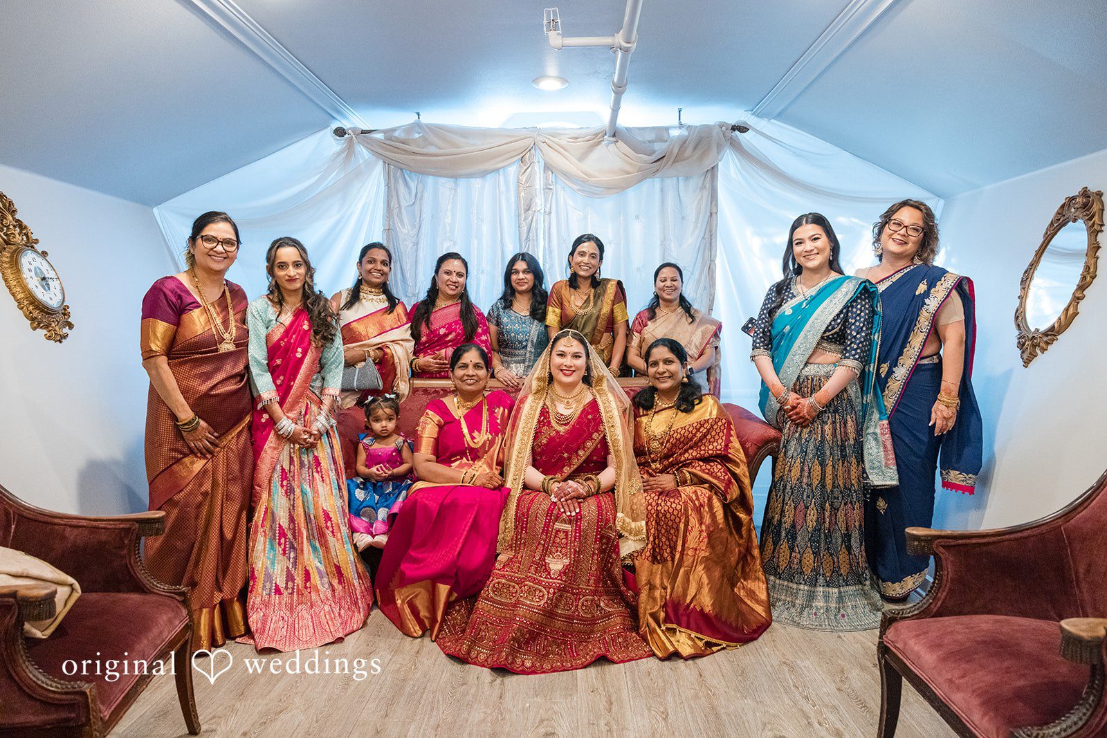 Taylor + Yash Group photo of bride with the family